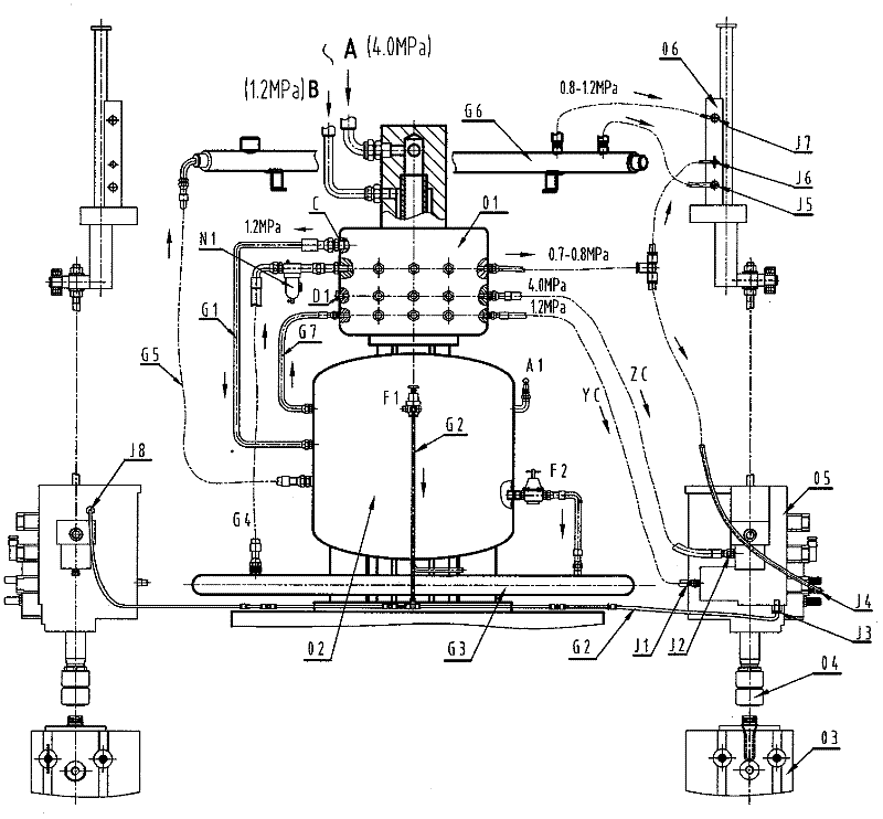 Recovered gas recycling system for full-automatic rotary bottle blowing machine