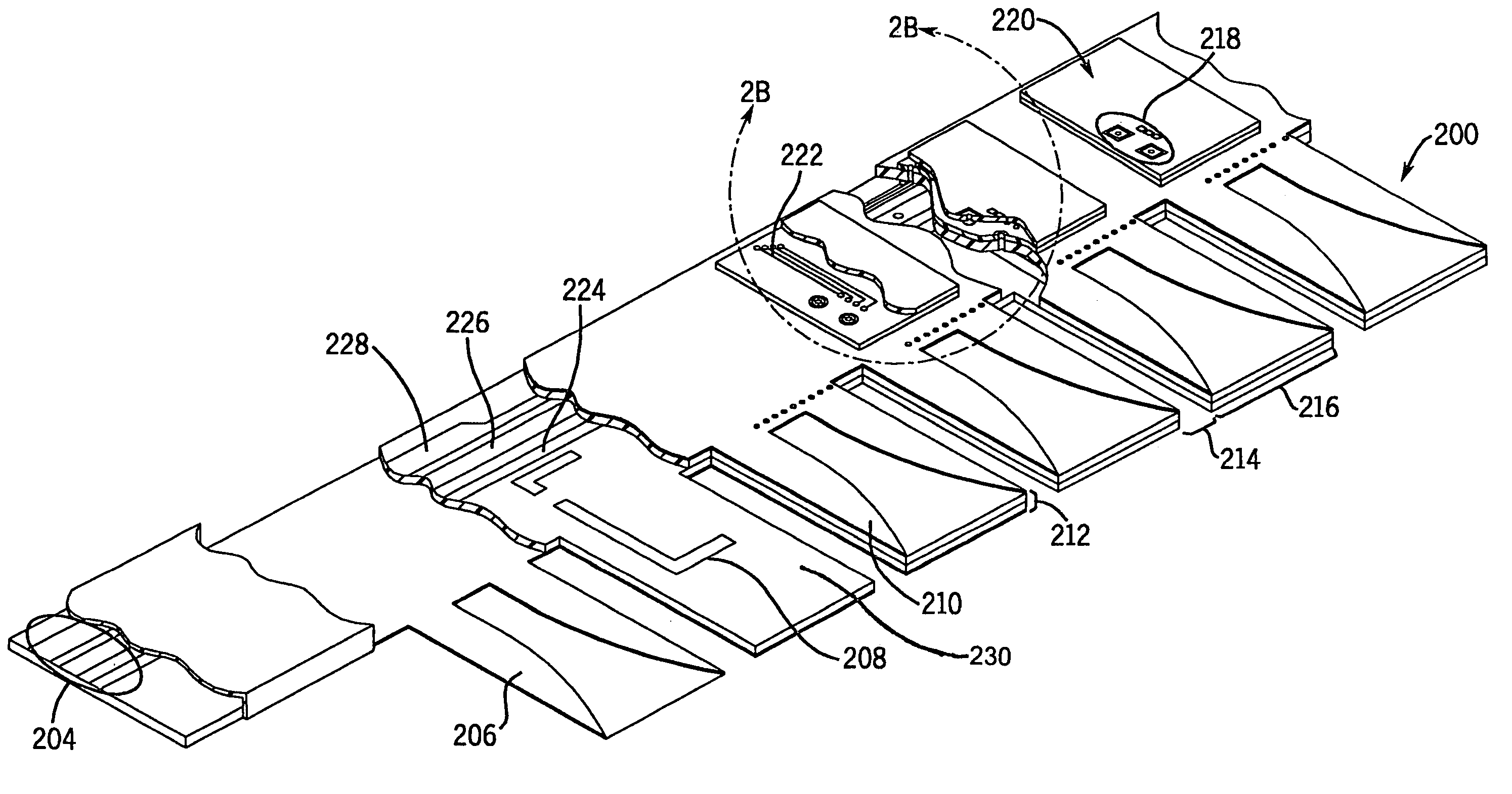 Phased array antenna interconnect having substrate slat structures