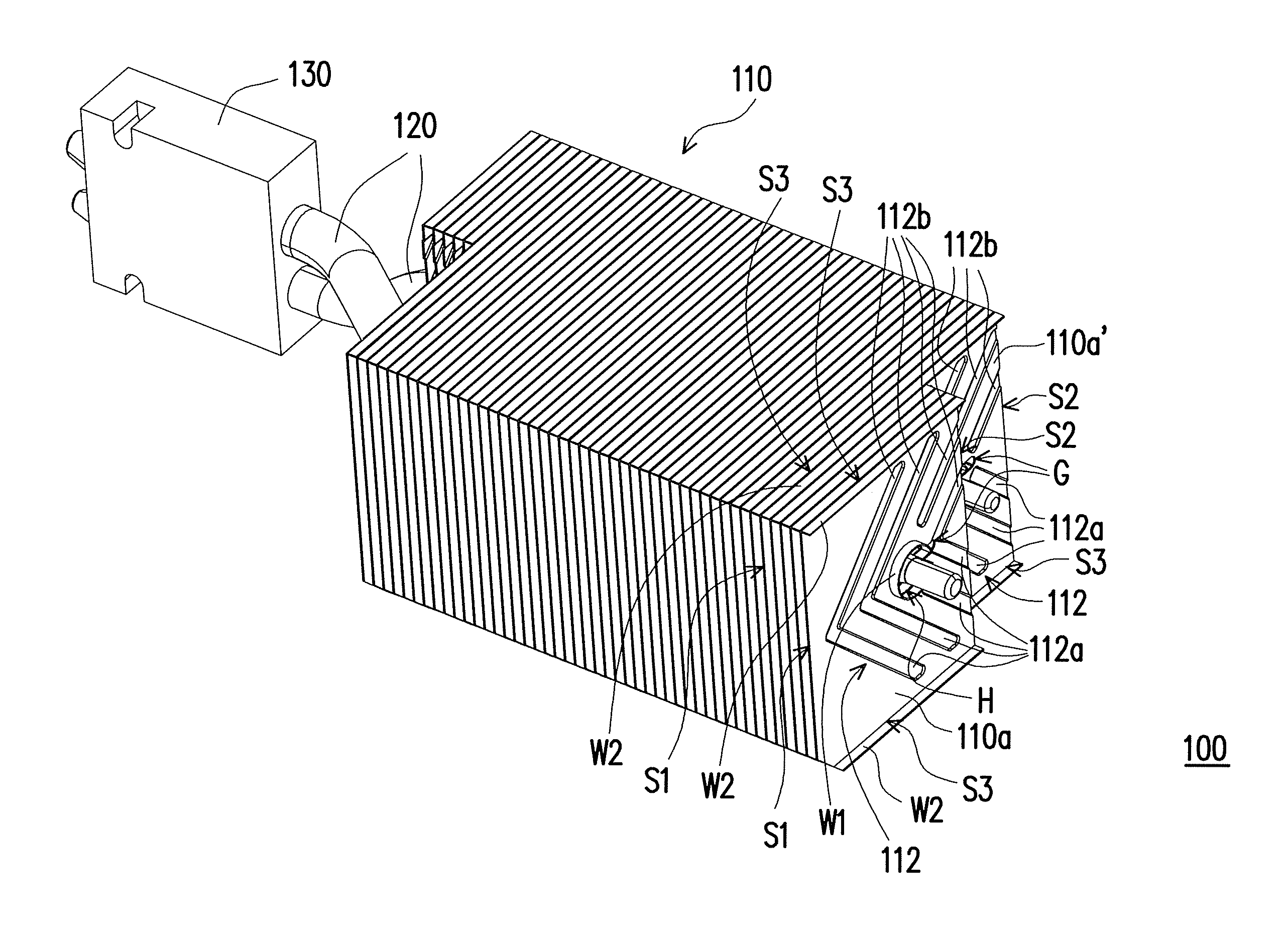 Heat dissipating module having turbulent structures