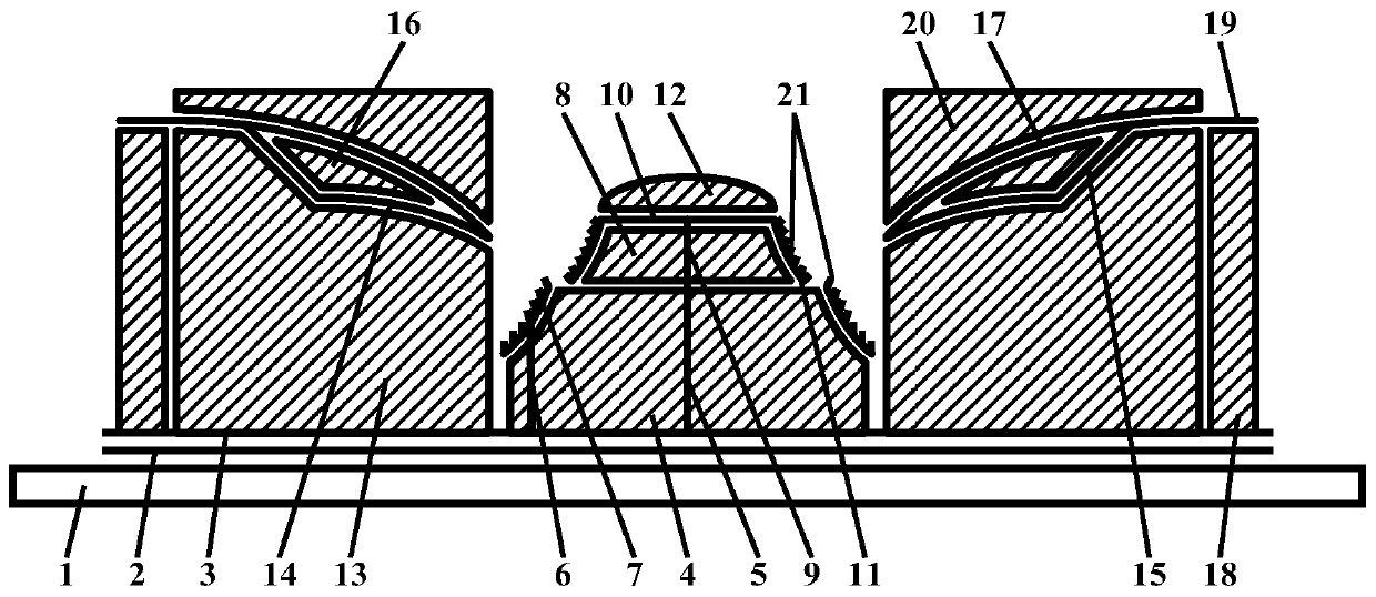 Light-emitting backlight source with non-connected same-recess staggered double-sided cathode chamfer single-tip gating structure