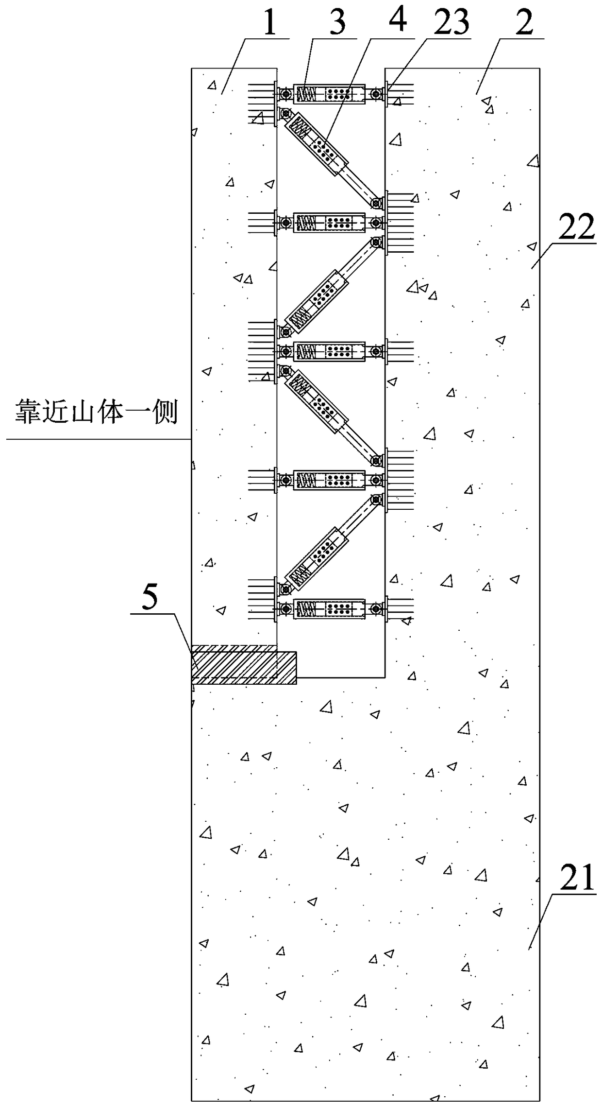 Double limb energy-consuming anti-slide pile and construction method thereof