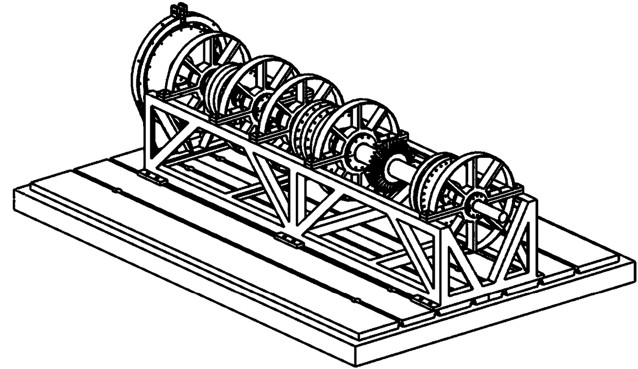 Pneumatic turbine driven double rotor test bench