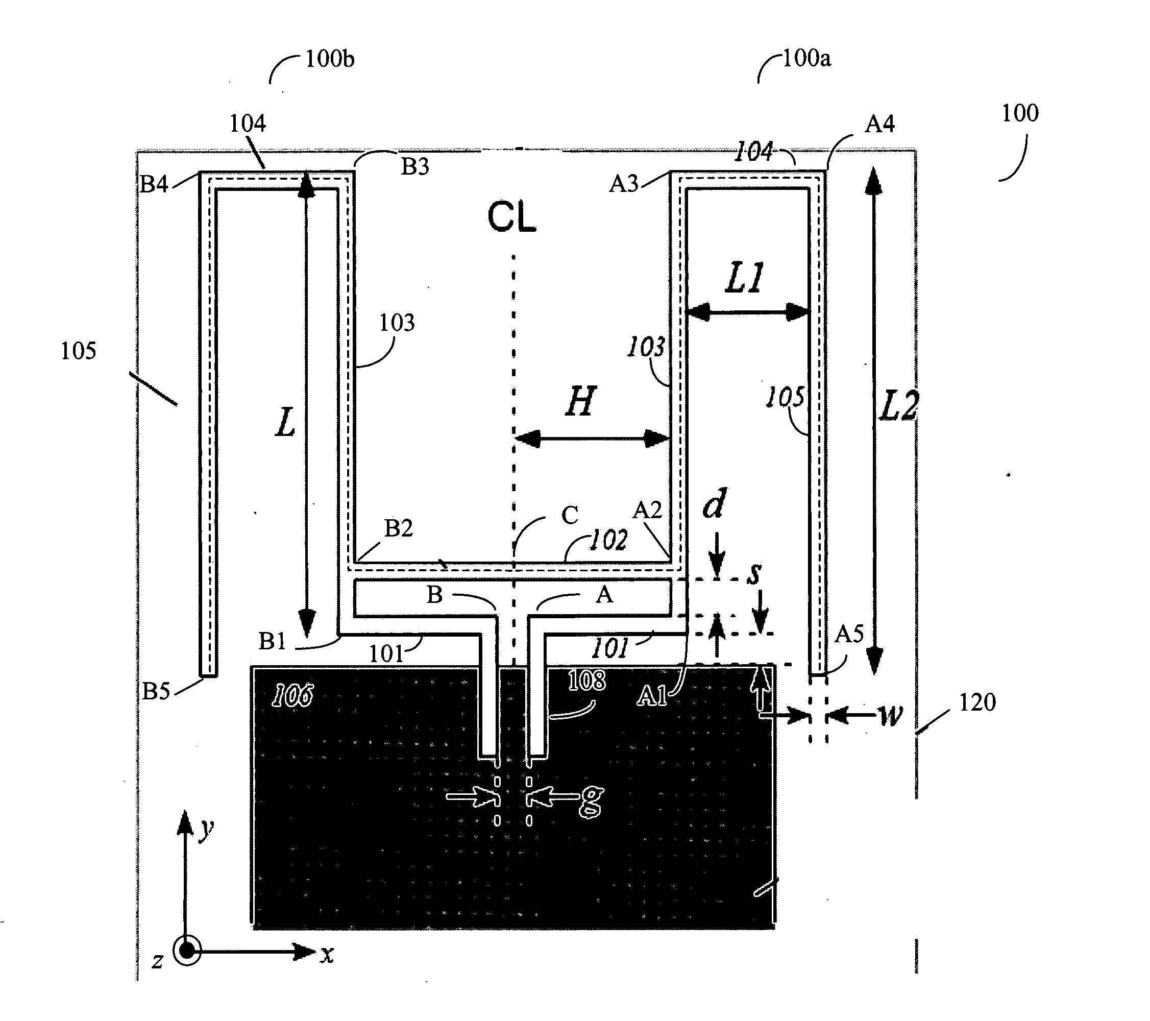 Compact antenna with directed radiation pattern