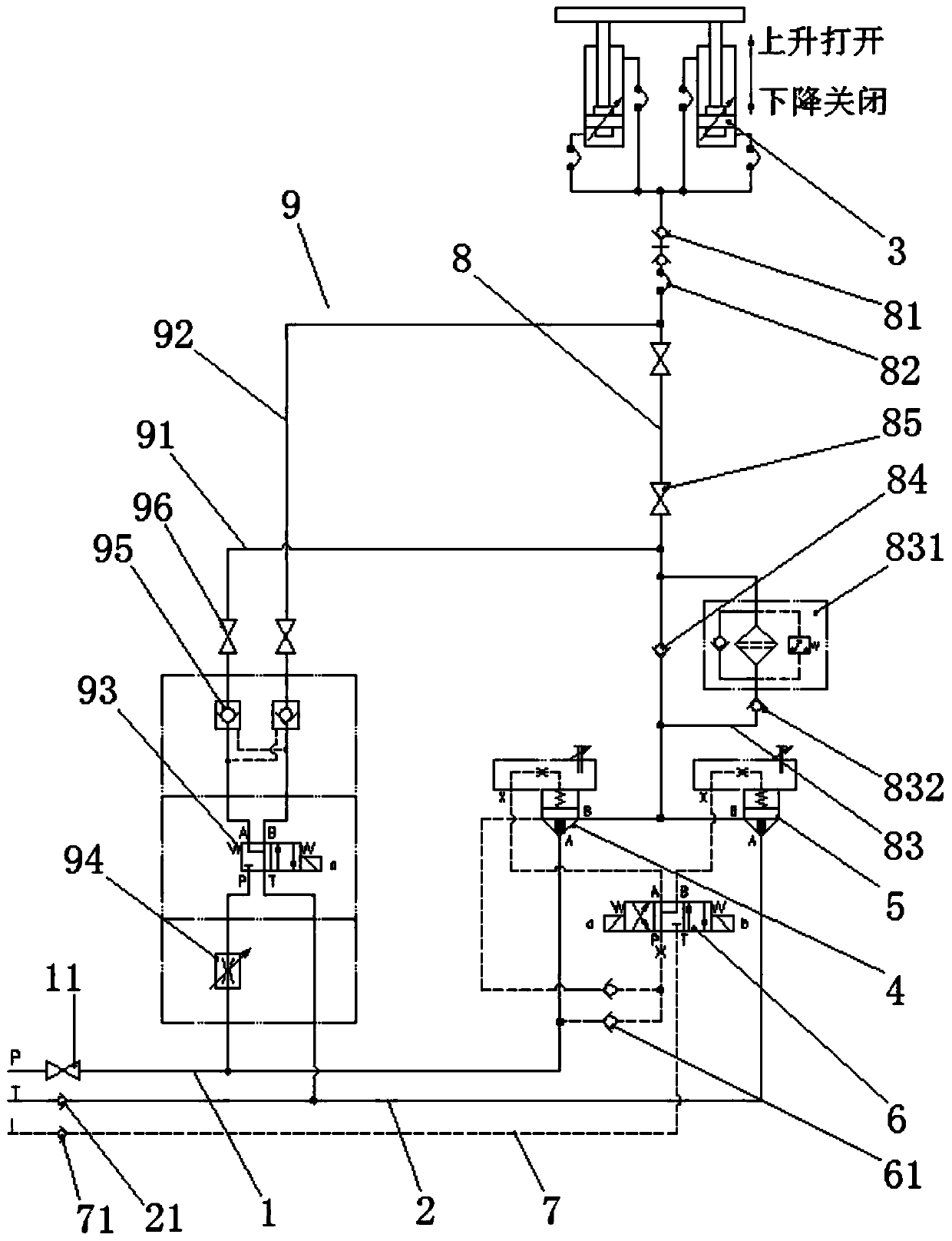 Hydraulic control oil way of hopper and hopper gripper