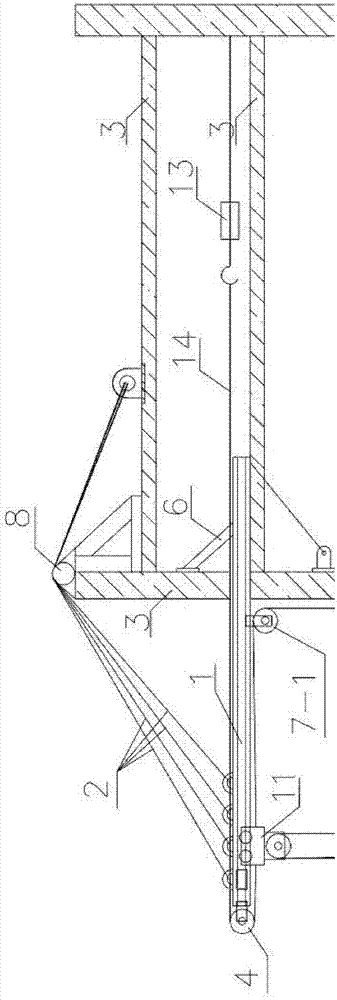 Hoisting in-place method for allowing large equipment to pass through ultrahigh hole