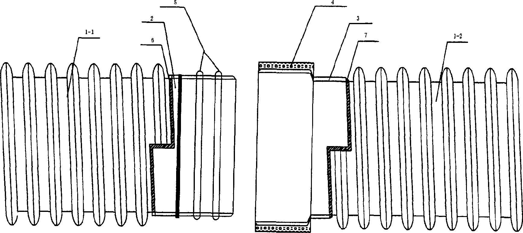 High-density polyethylene steel reinforced winded pipe spigot-and-socket connector