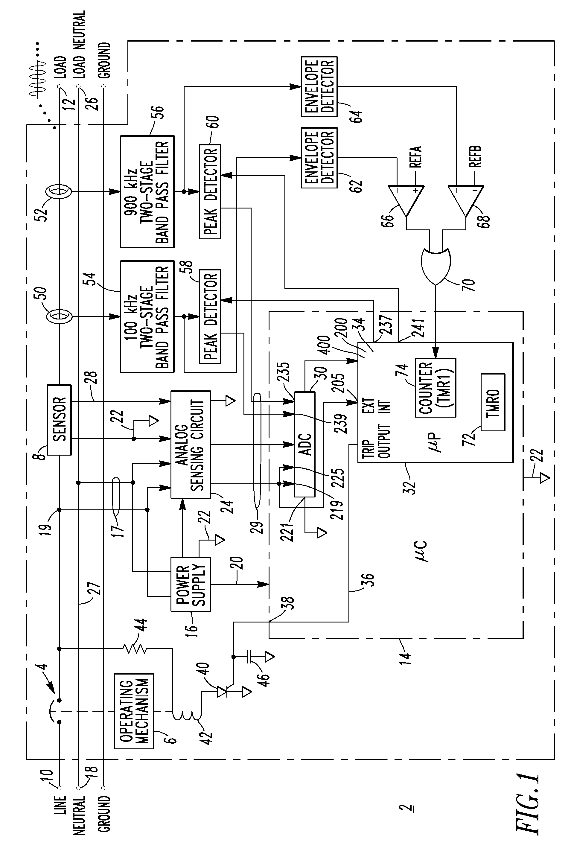 Arc fault circuit interrupter and method of parallel and series arc fault detection