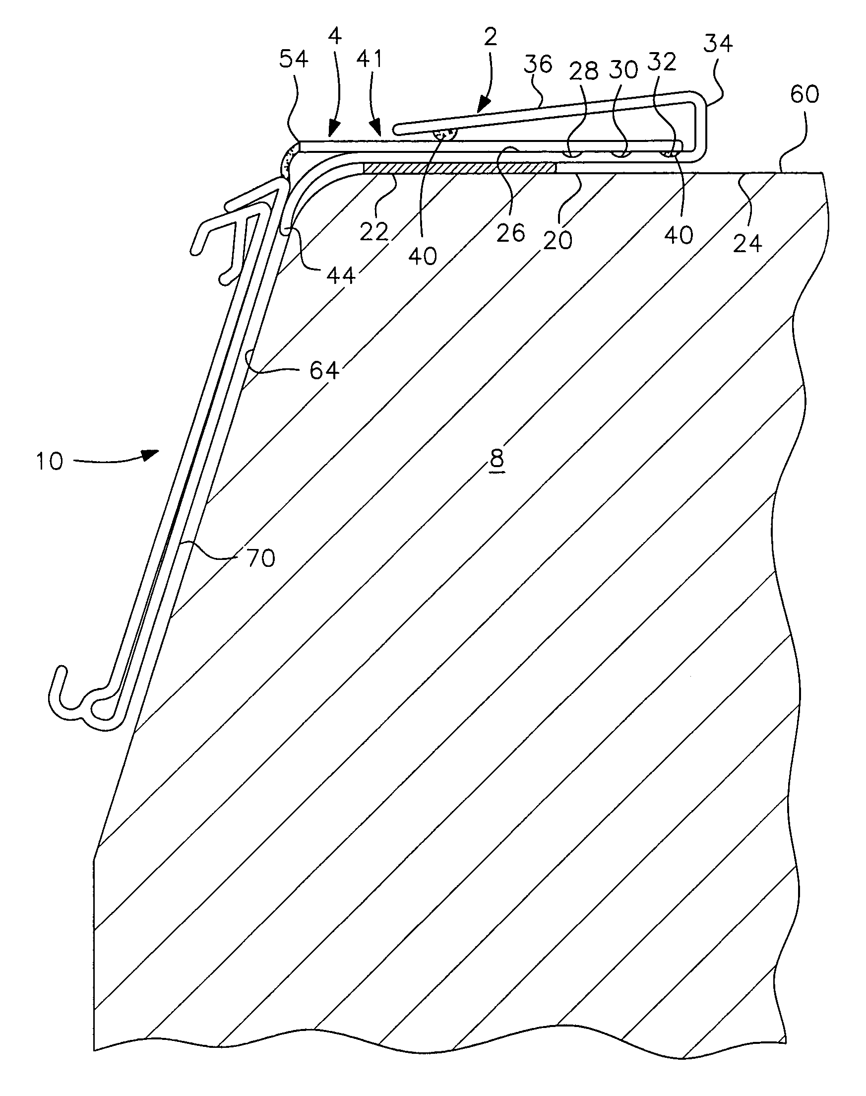 Label/sign holder with J-strip support surface mount