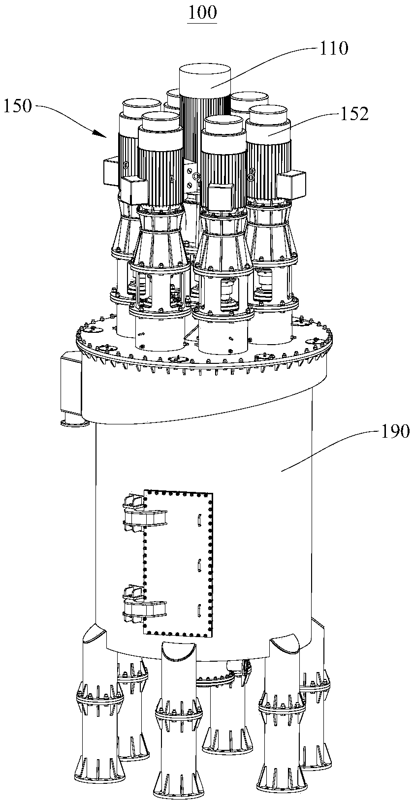 Stirring mill with power-assisted starting component