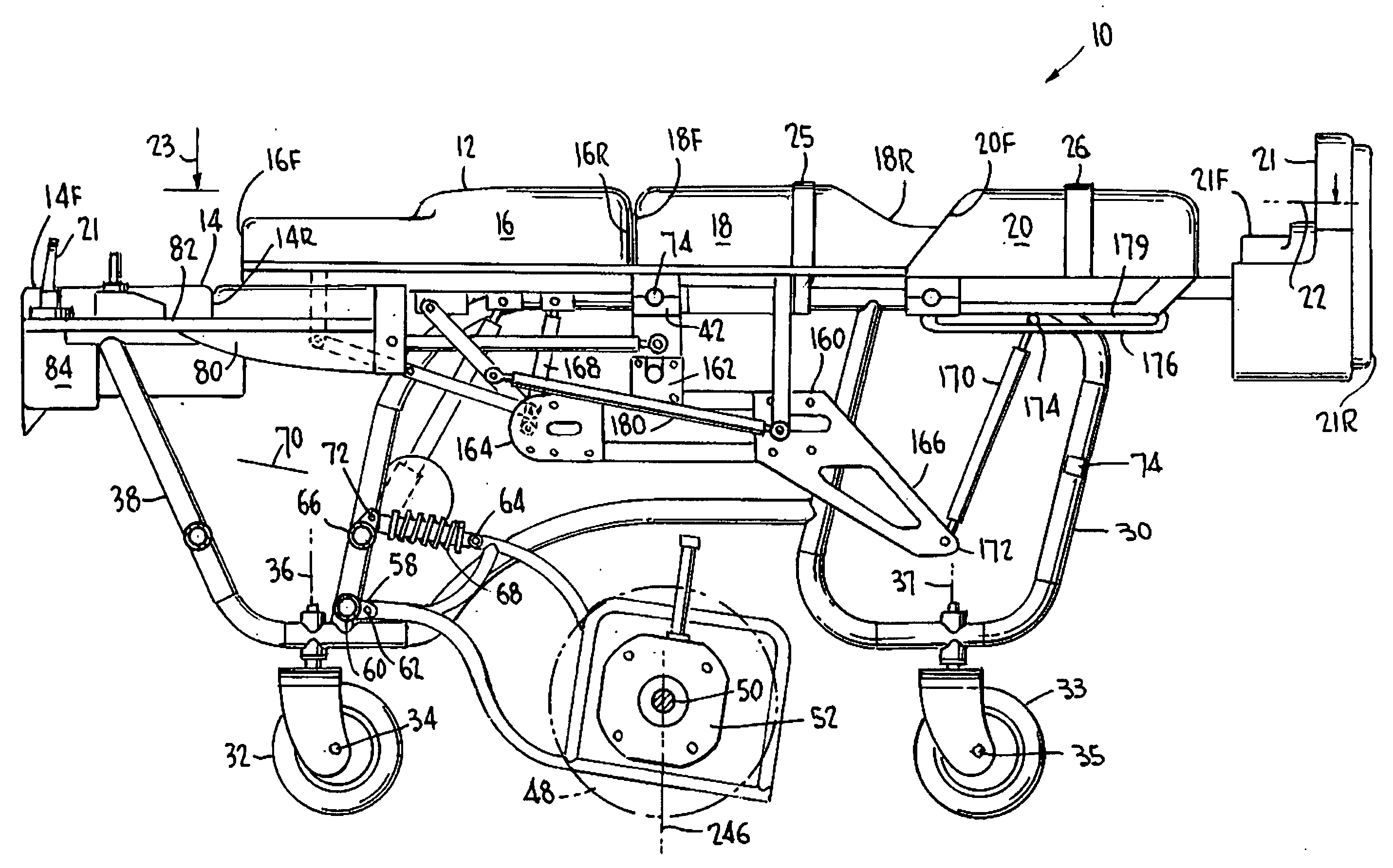 Folding frame motorized prone cart