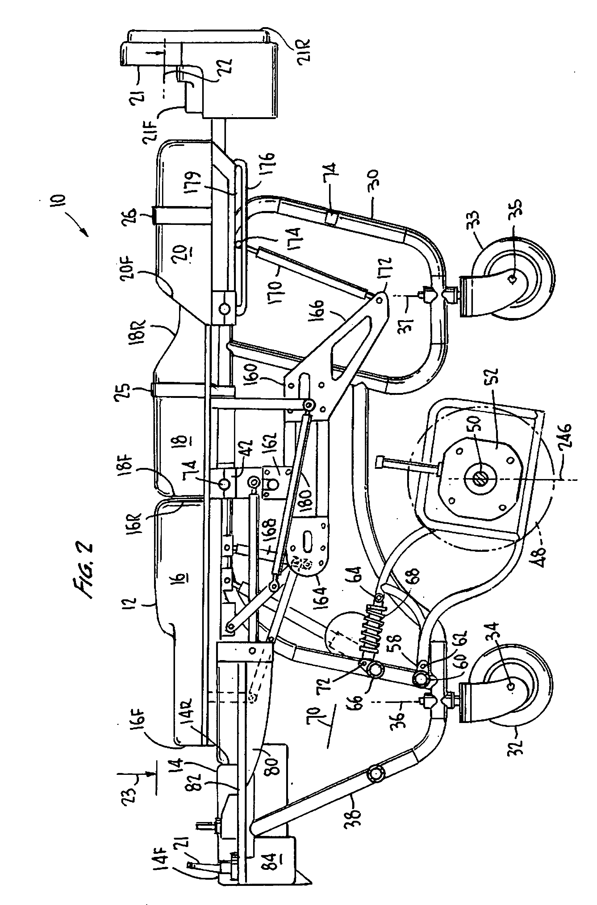 Folding frame motorized prone cart