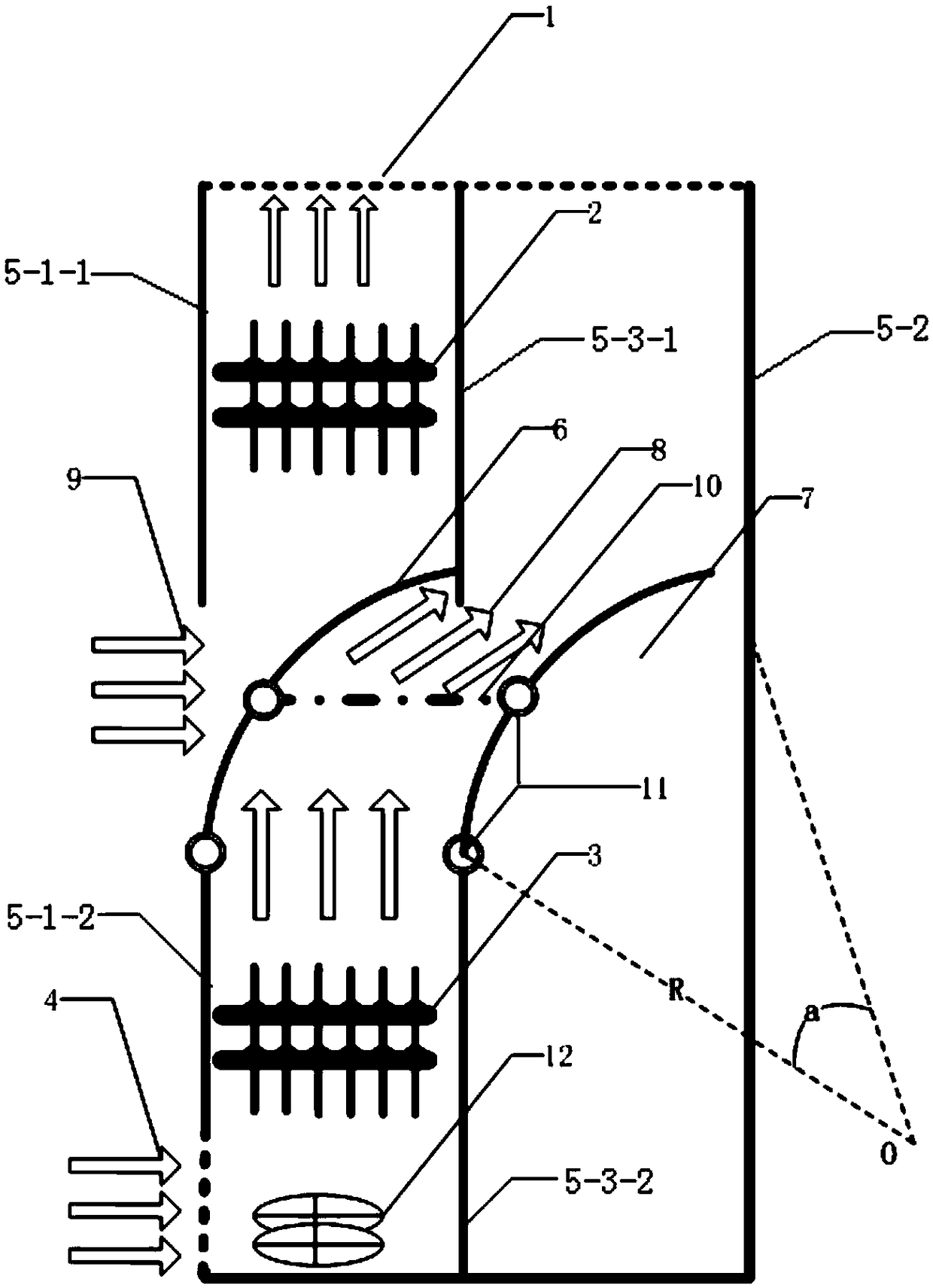 A self-cooling heat pipe heat dissipation power cabinet air duct automatic switching device