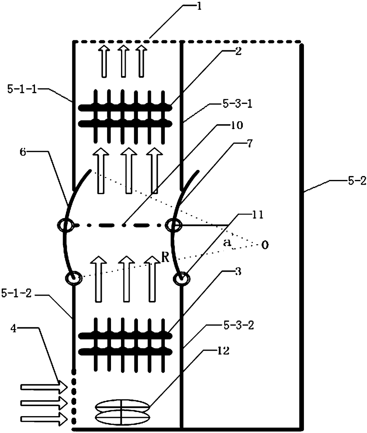 A self-cooling heat pipe heat dissipation power cabinet air duct automatic switching device