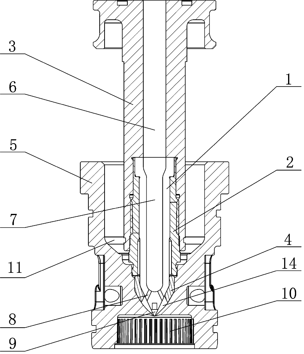 Wear-resistant degating structure and mounting process thereof