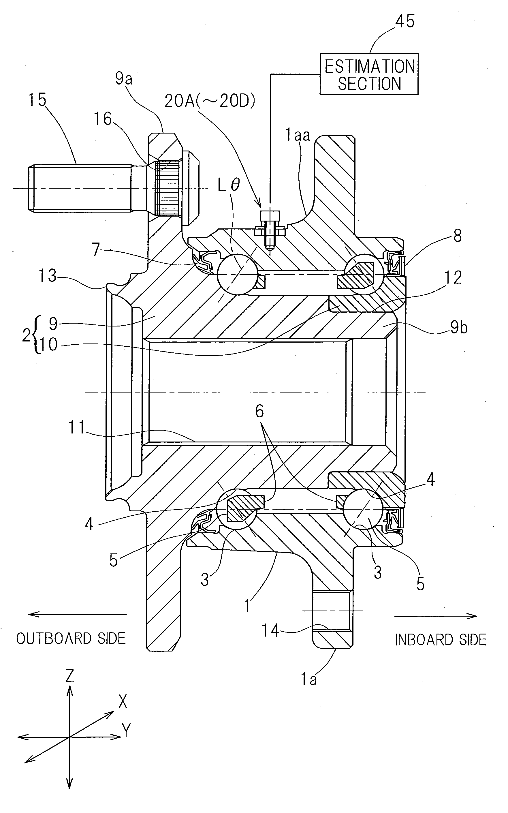 Wheel bearing with sensor