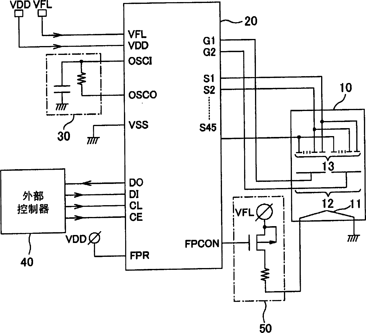 Driving circuit of vacuum fluorescent display