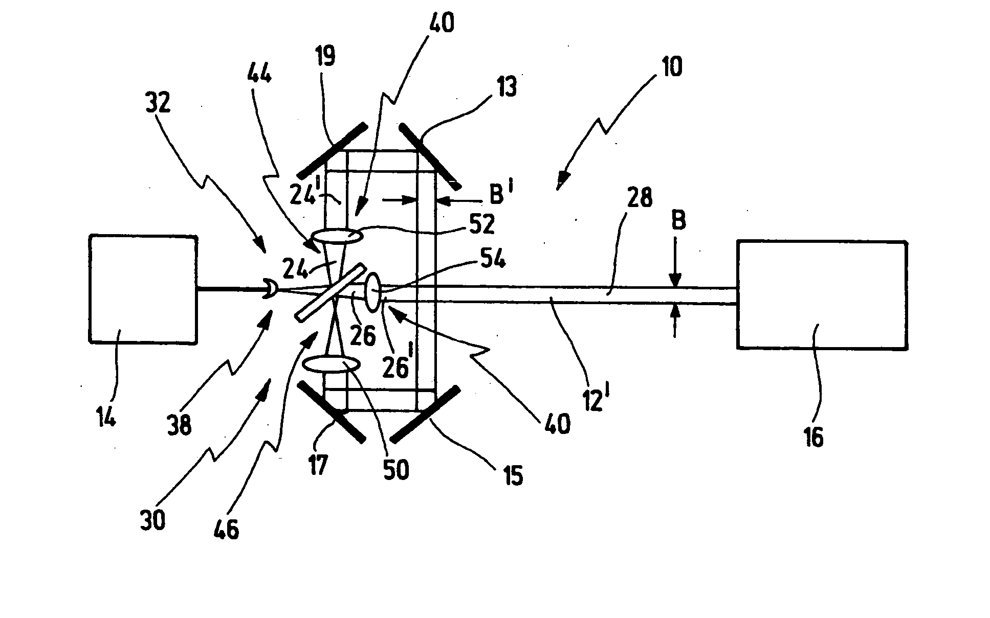 Method and optical arrangement for beam guiding of a light beam with beam delay