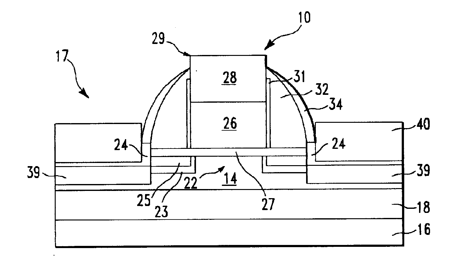 Structure and method for making strained channel field effect transistor using sacrificial spacer