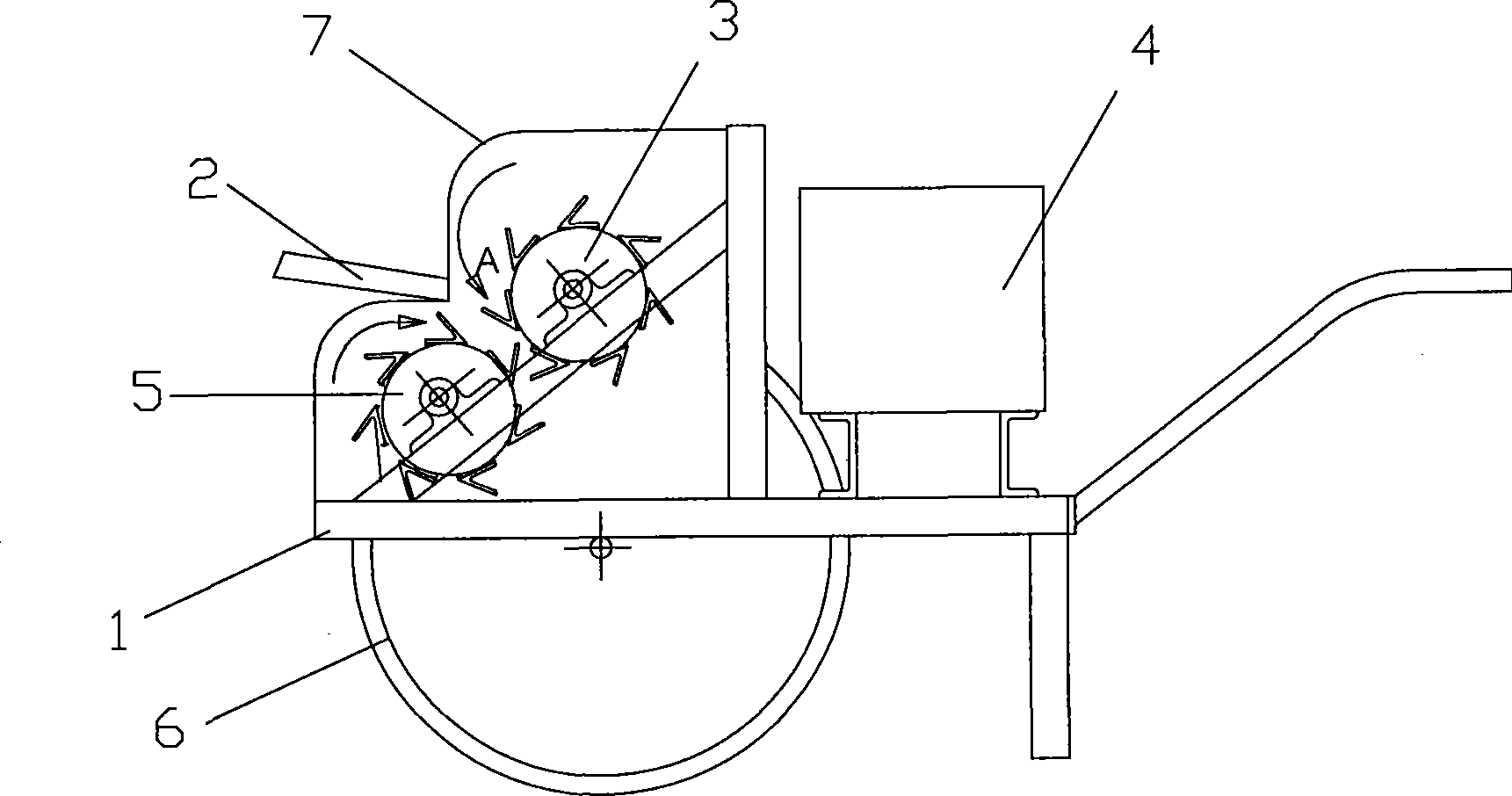 Return pull-type decorticating machine