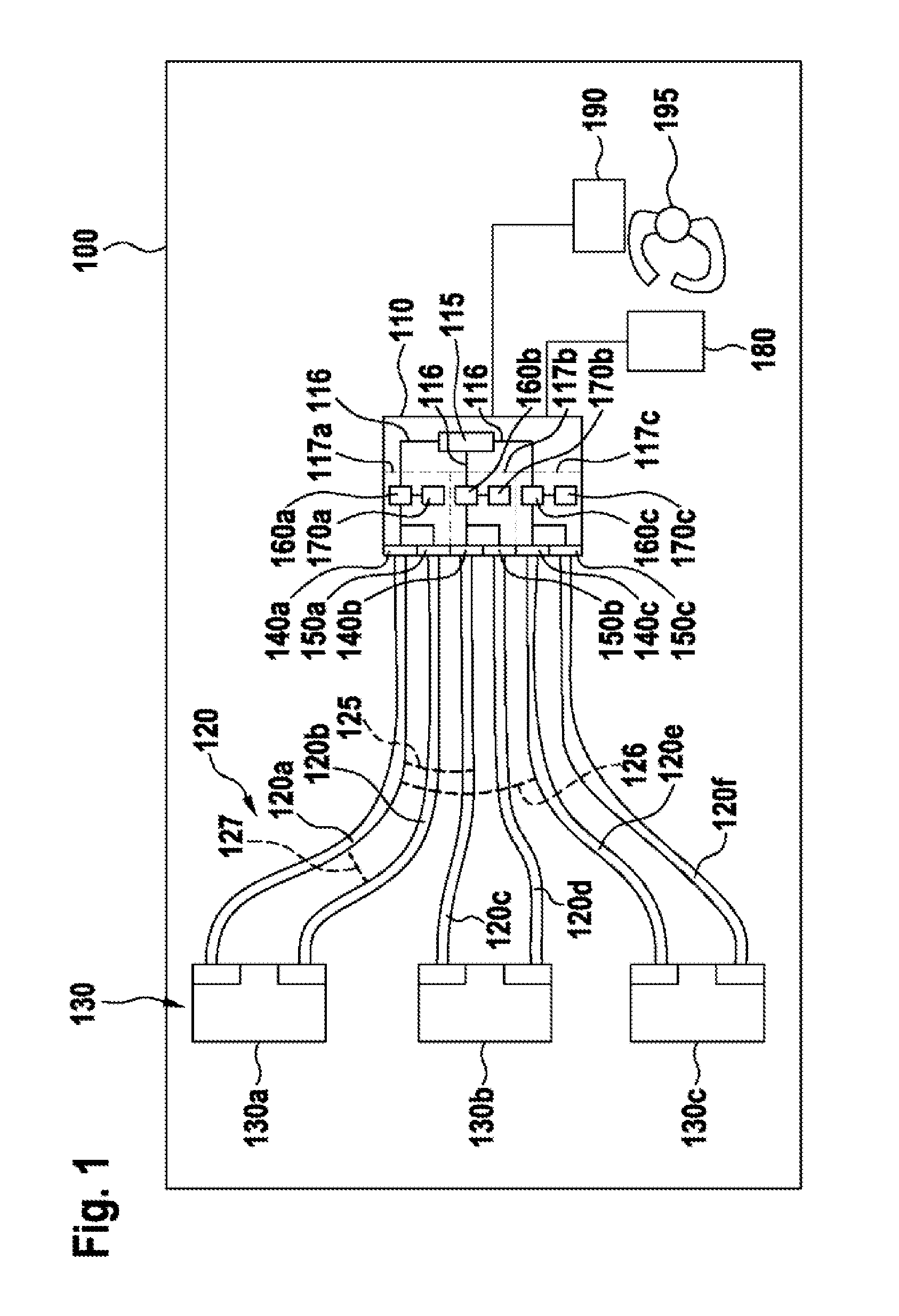 Method and device for establishing a fault in connecting lines between a central unit and a plurality of electronic components which are independent of one another