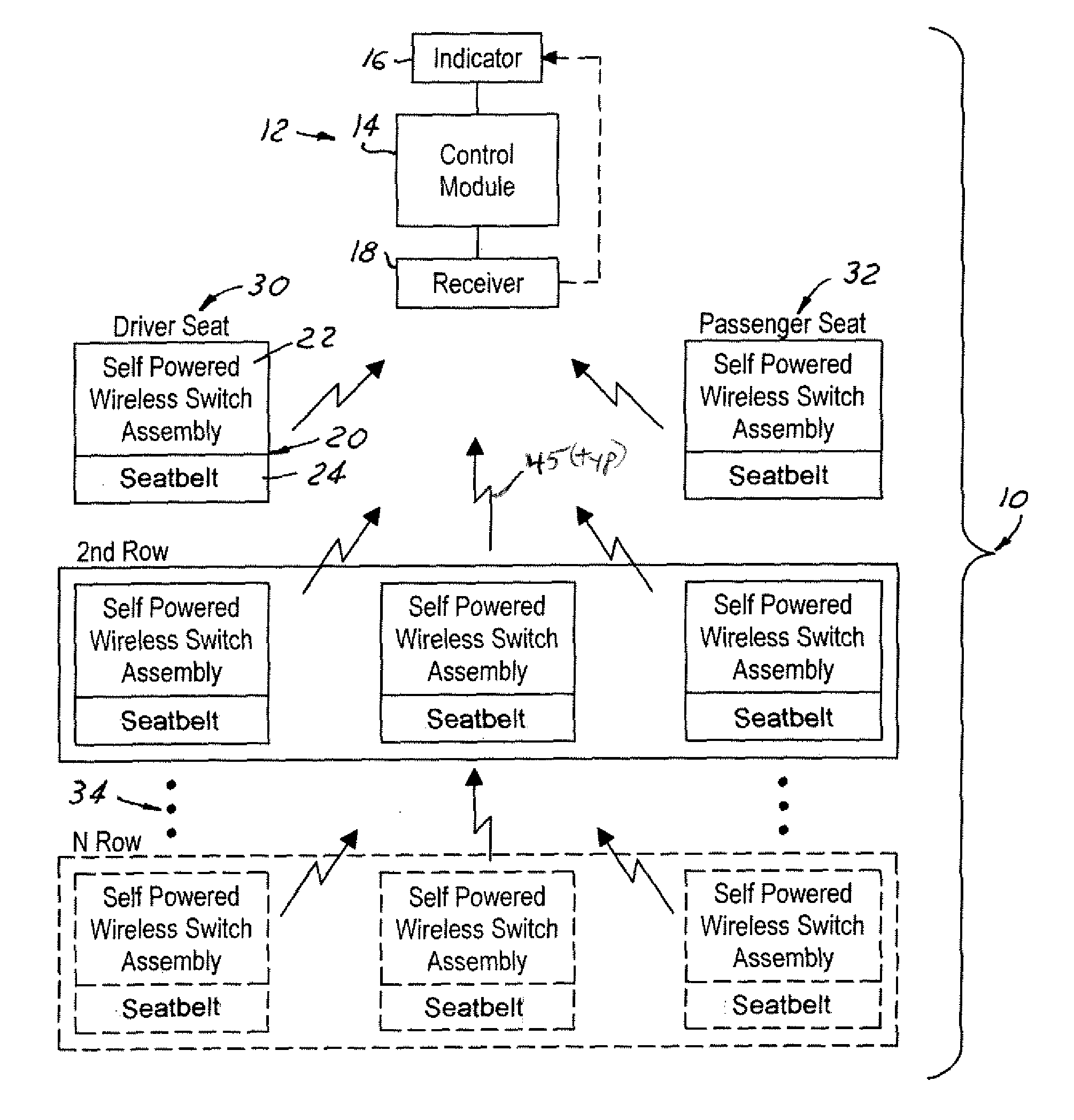 Wireless seatbelt buckle switch harvesting energy and method therefor