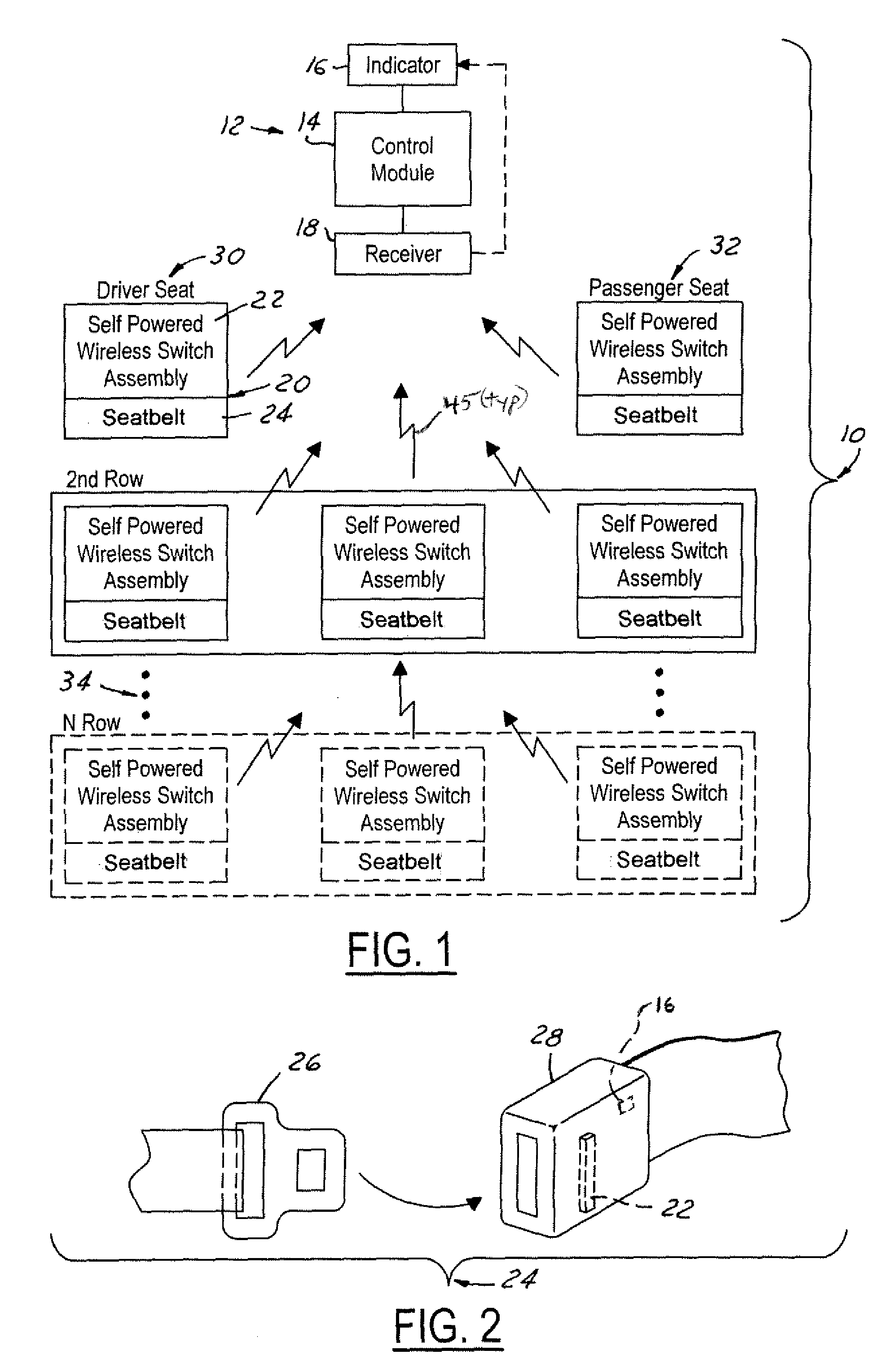 Wireless seatbelt buckle switch harvesting energy and method therefor