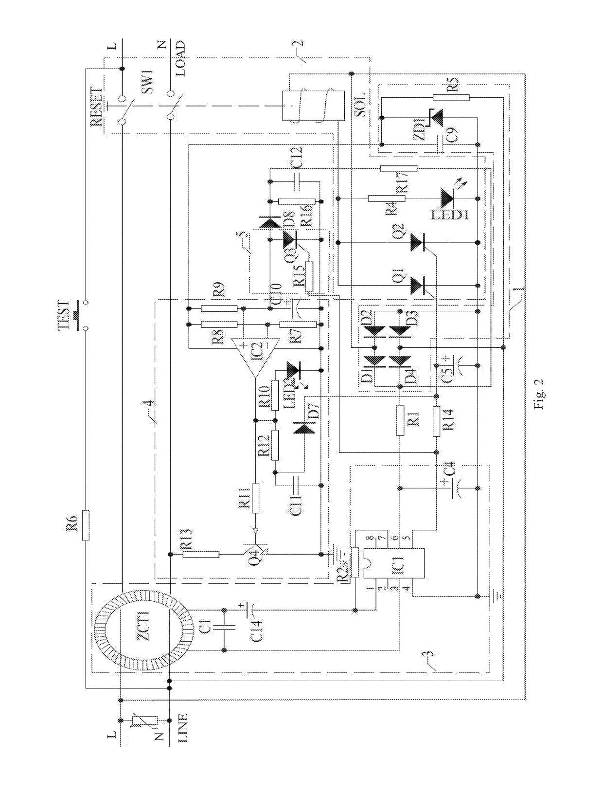 Leakage current detection device for appliances