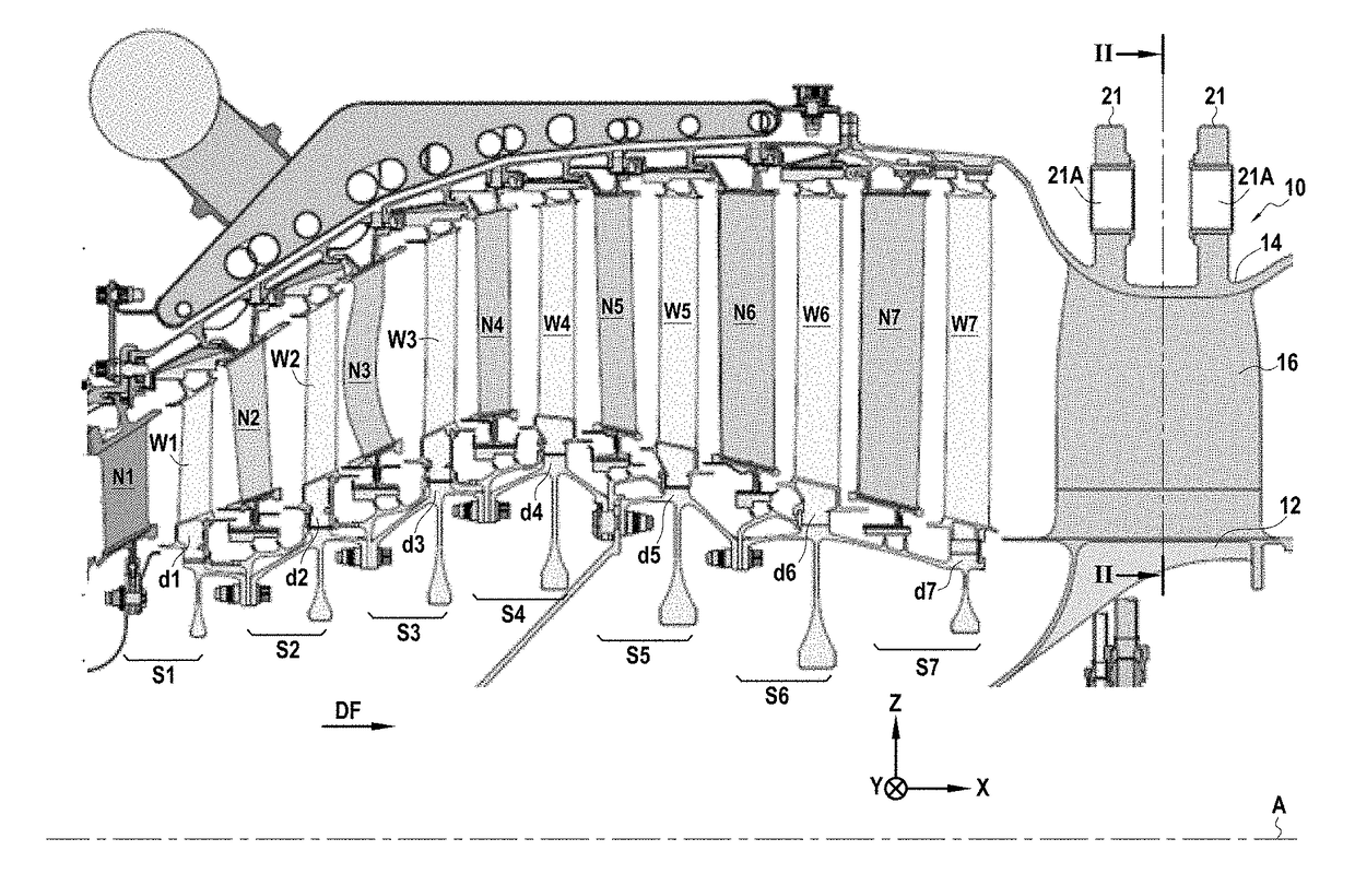 Optimized aerodynamic profile for an arm of a structural casing of a turbine, and structural casing having such an arm