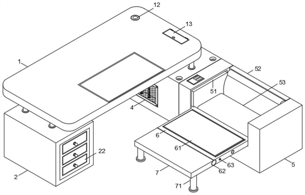 Integrated office table with resting chair