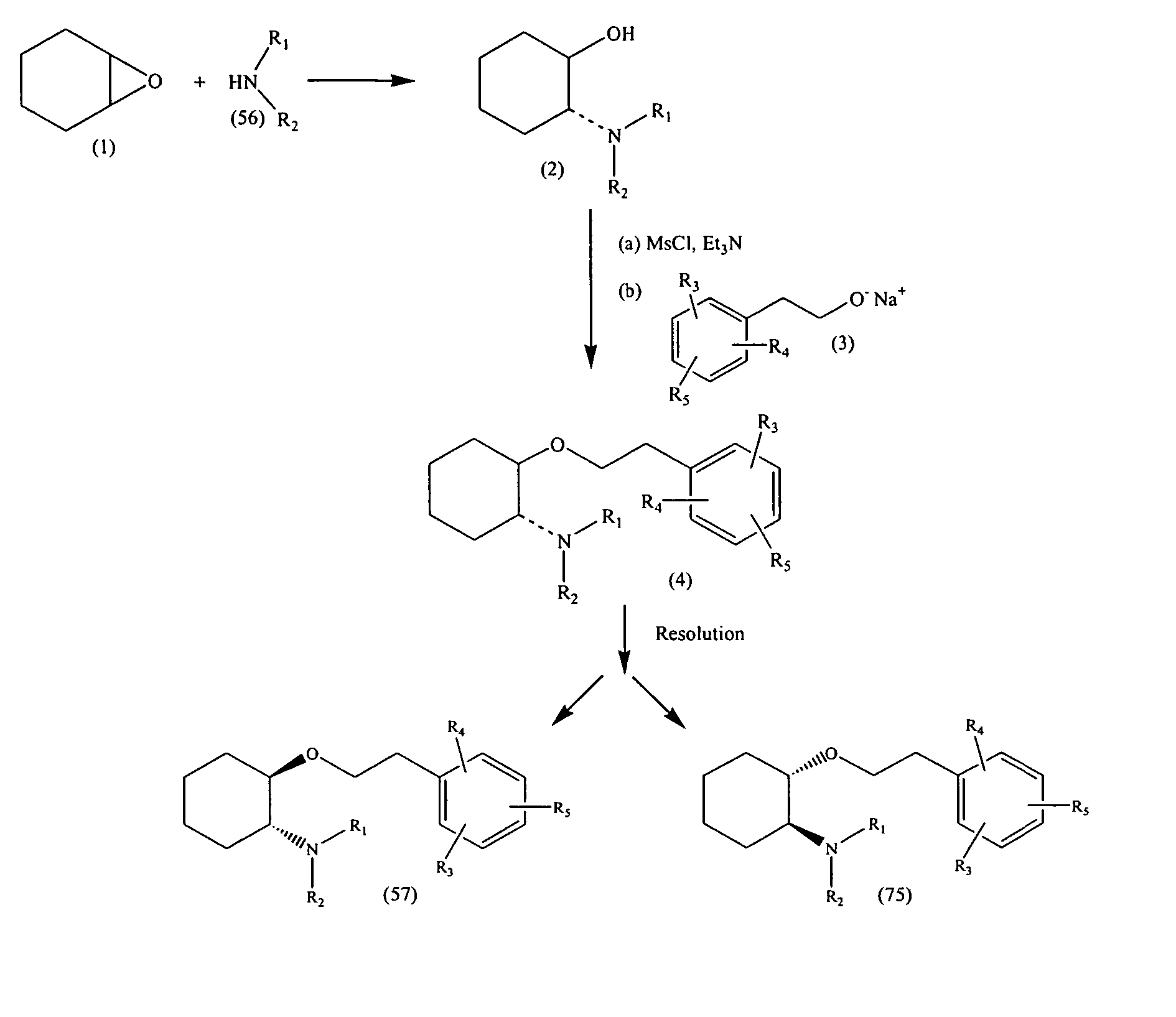 Synthetic process for trans-aminocyclohexyl ether compounds