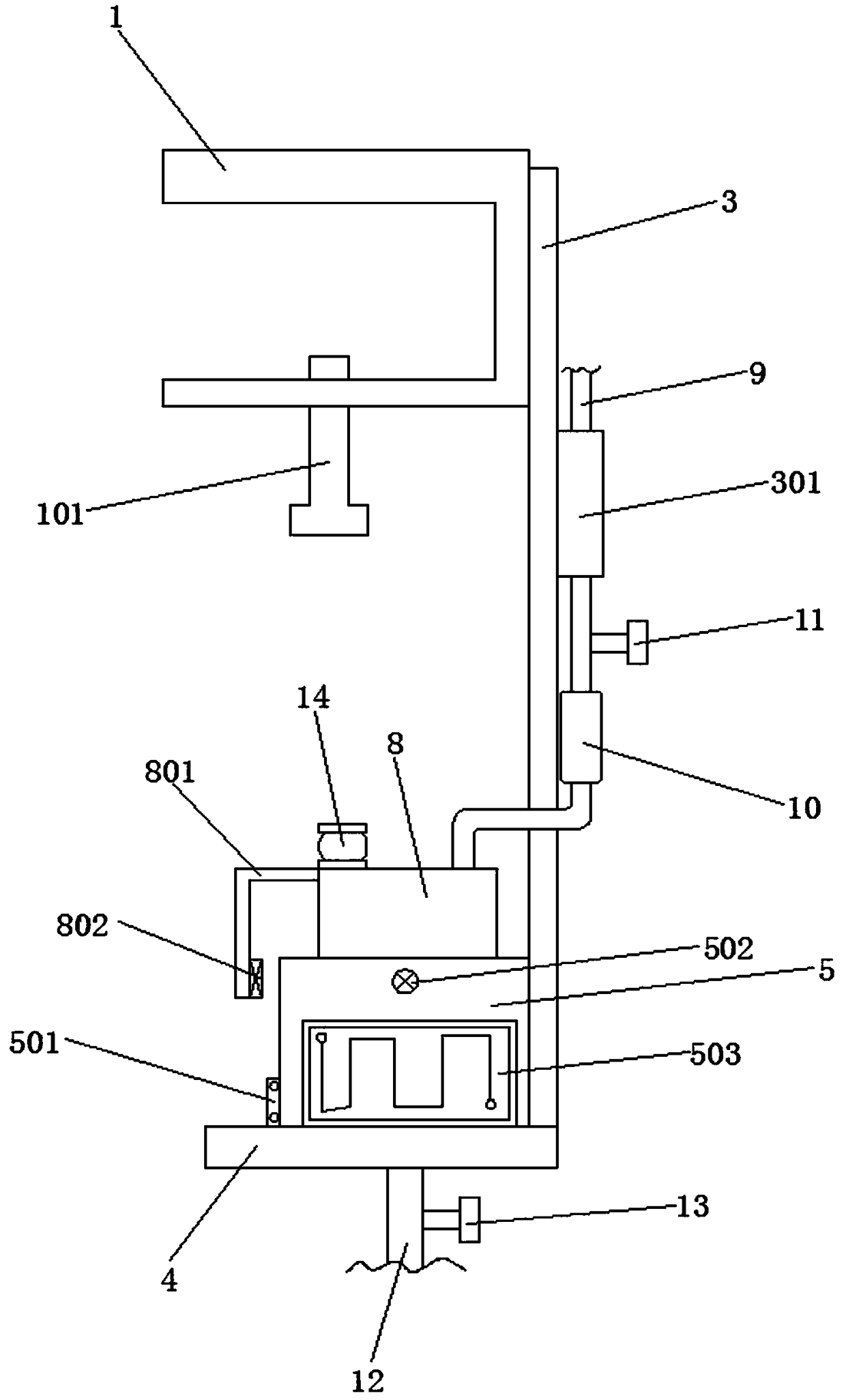 Postoperative nursing drainage device for intensive care unit