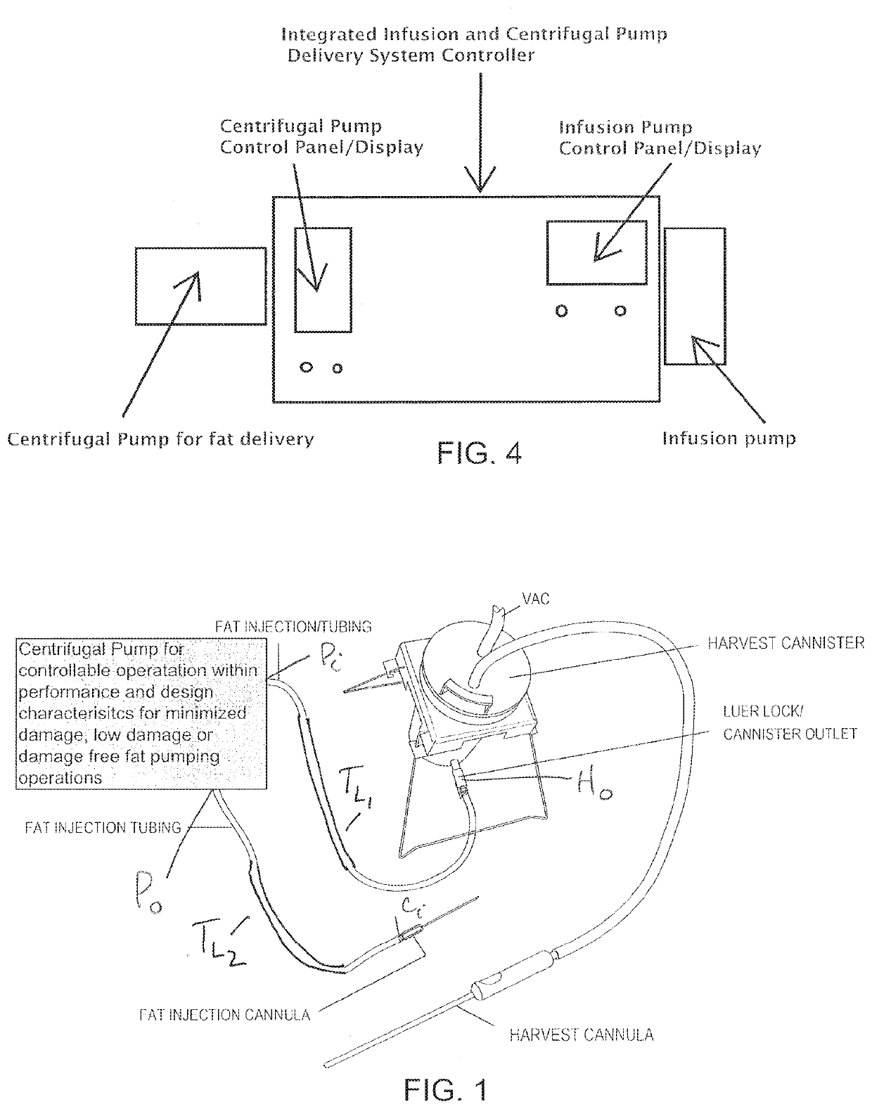 A system for the harvest and transfer for high volume fat grafting using a centrifugal pump