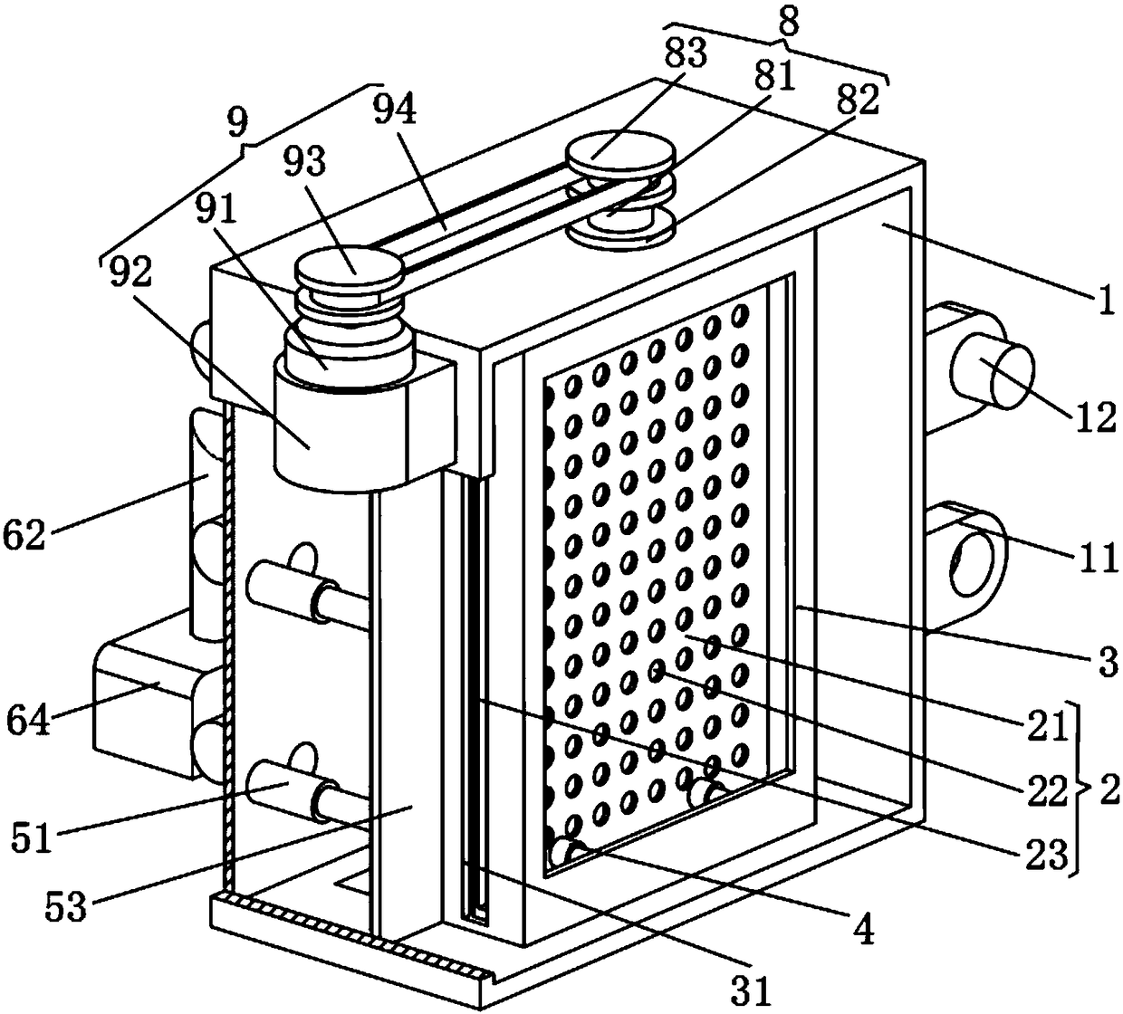 Self-dedusting ventilation filtration device used for intelligent substation