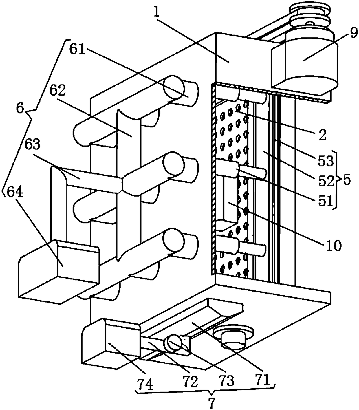 Self-dedusting ventilation filtration device used for intelligent substation