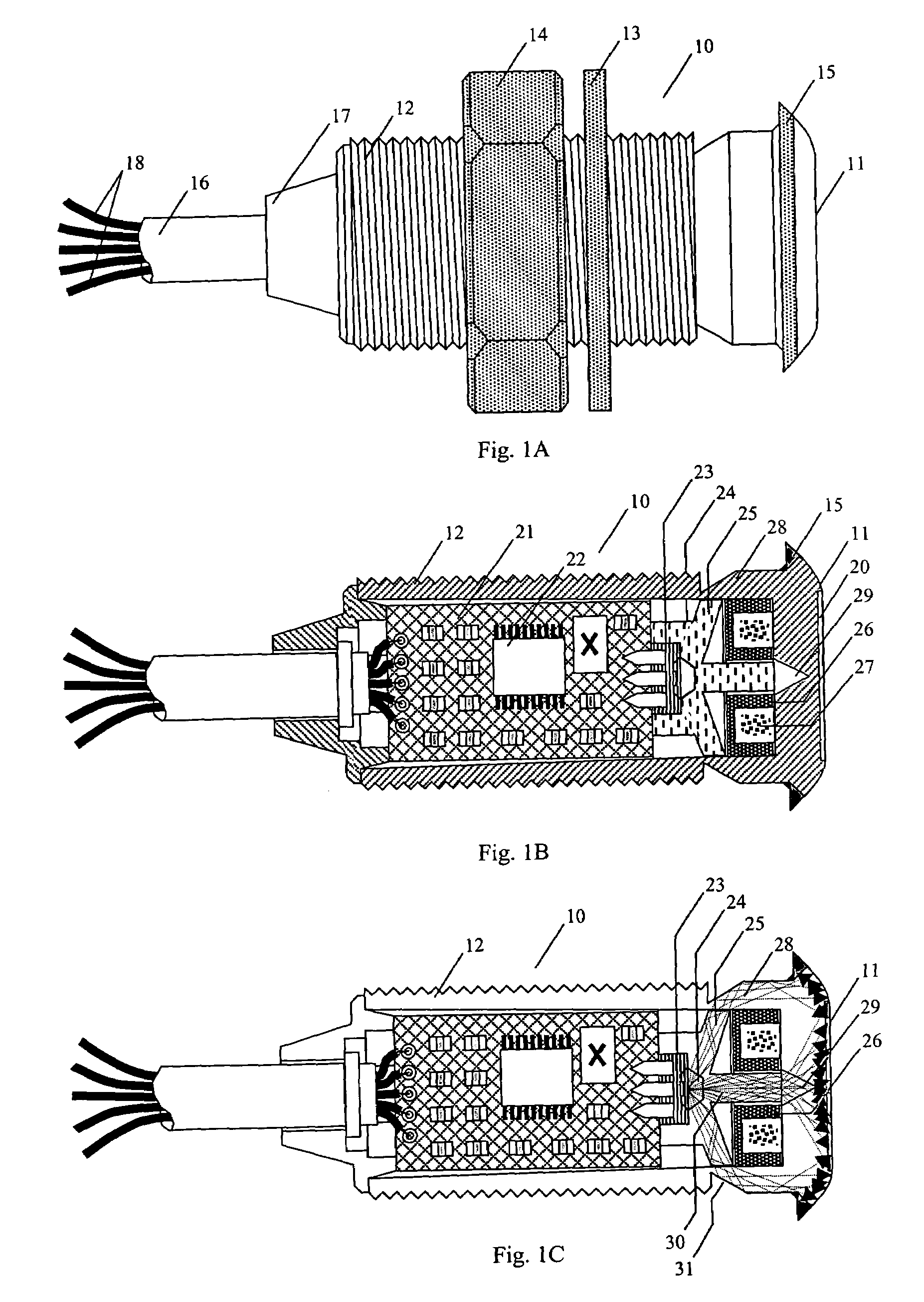 Shielded RFID transceiver with illuminated sensing surface