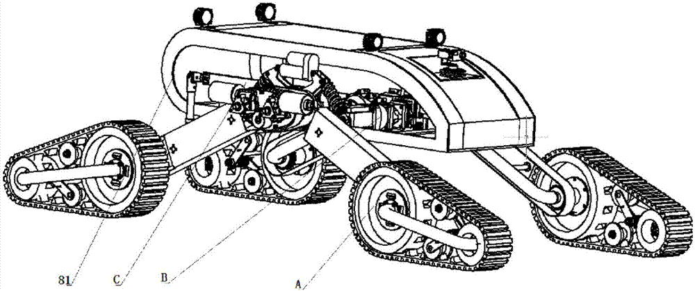 Improved structure of step-and-track-composite-type movable robot travelling system