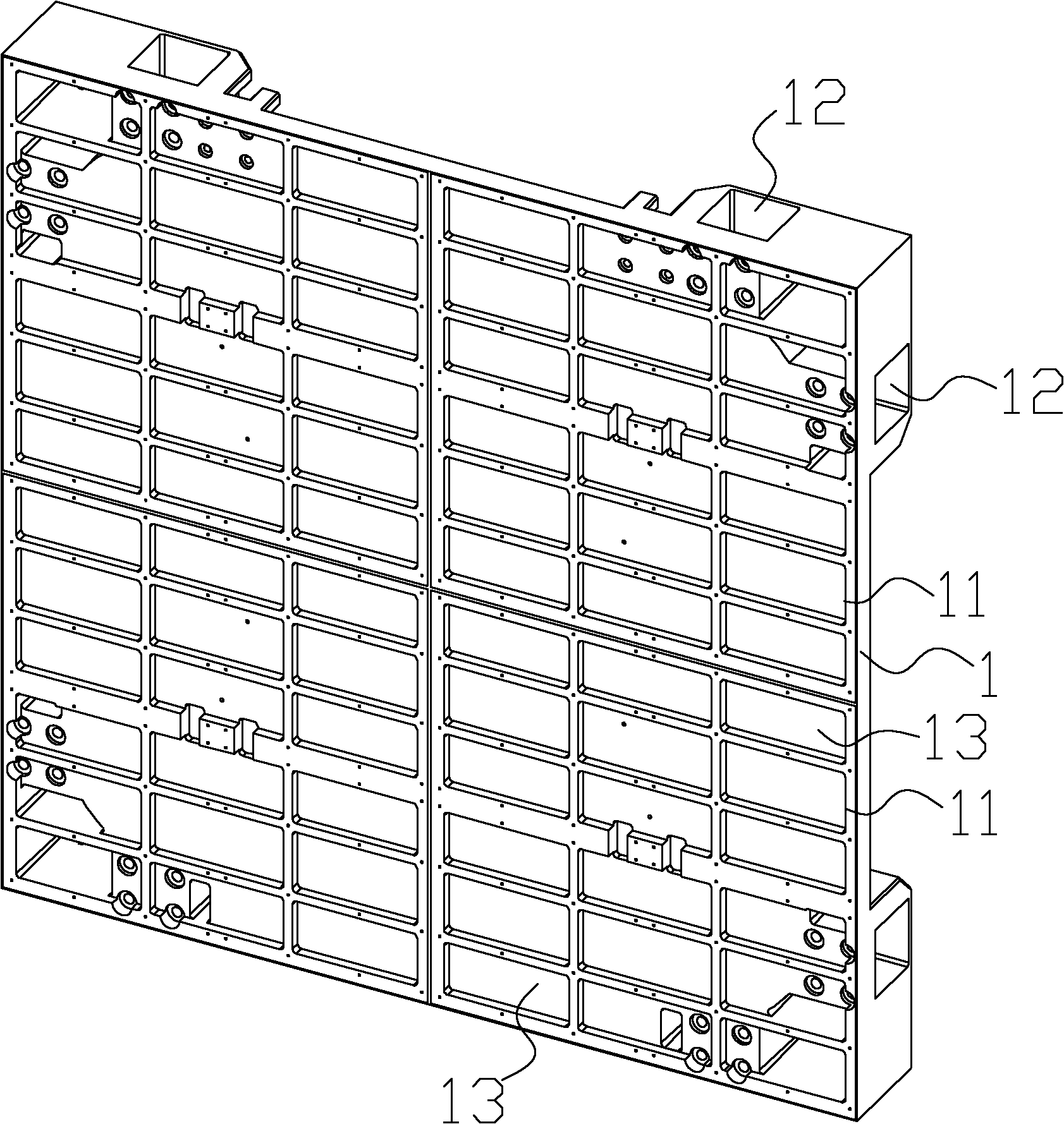 Structure of box body of light emitting diode (LED) display screen