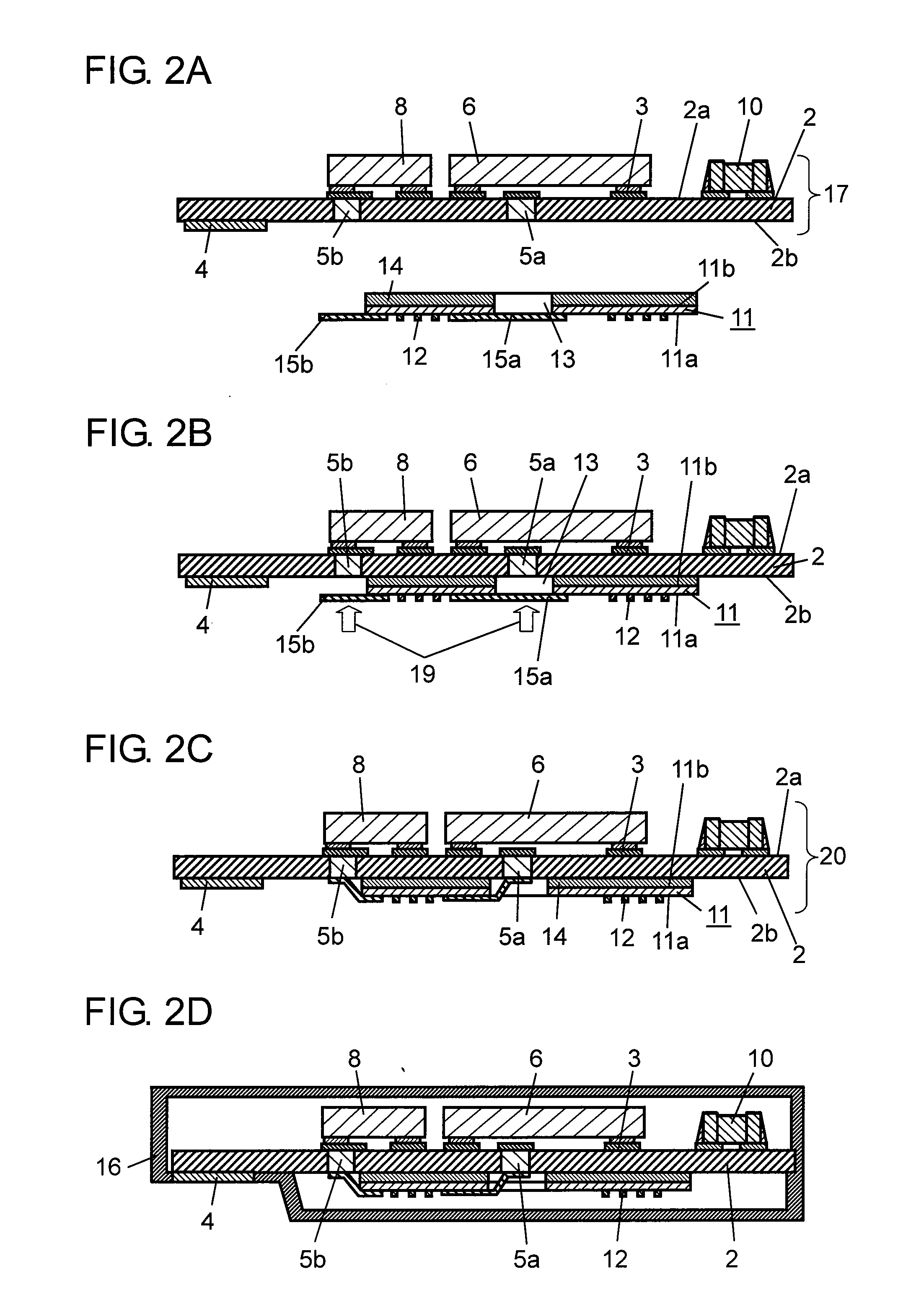 Electronic circuit module with built-in antenna and method for manufacturing the same