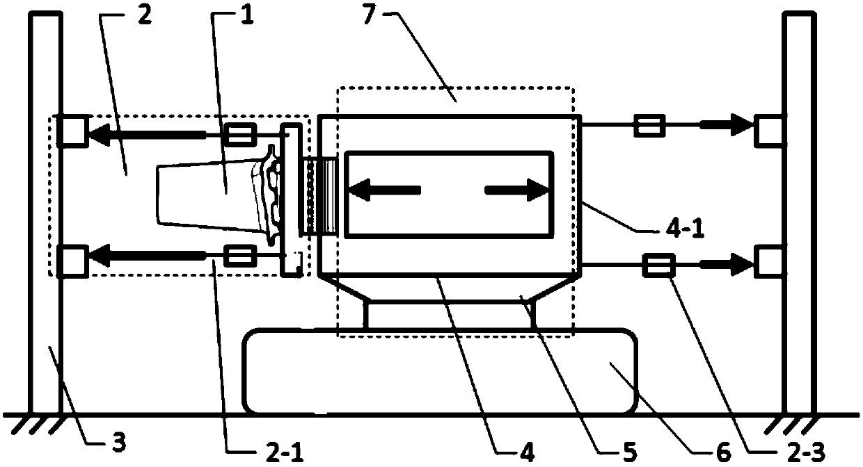 Testing device for measuring damping vibration reduction effect of turbine movable blade