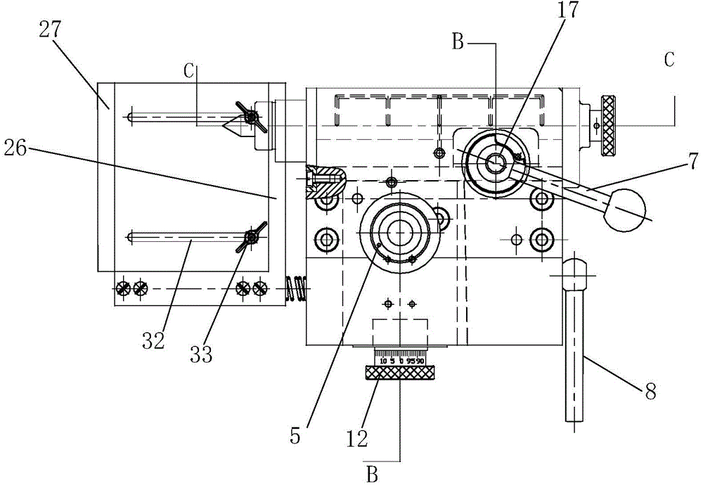 Tailstock mechanism of extrusion tap grinding machine