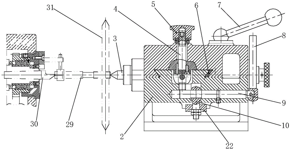 Tailstock mechanism of extrusion tap grinding machine