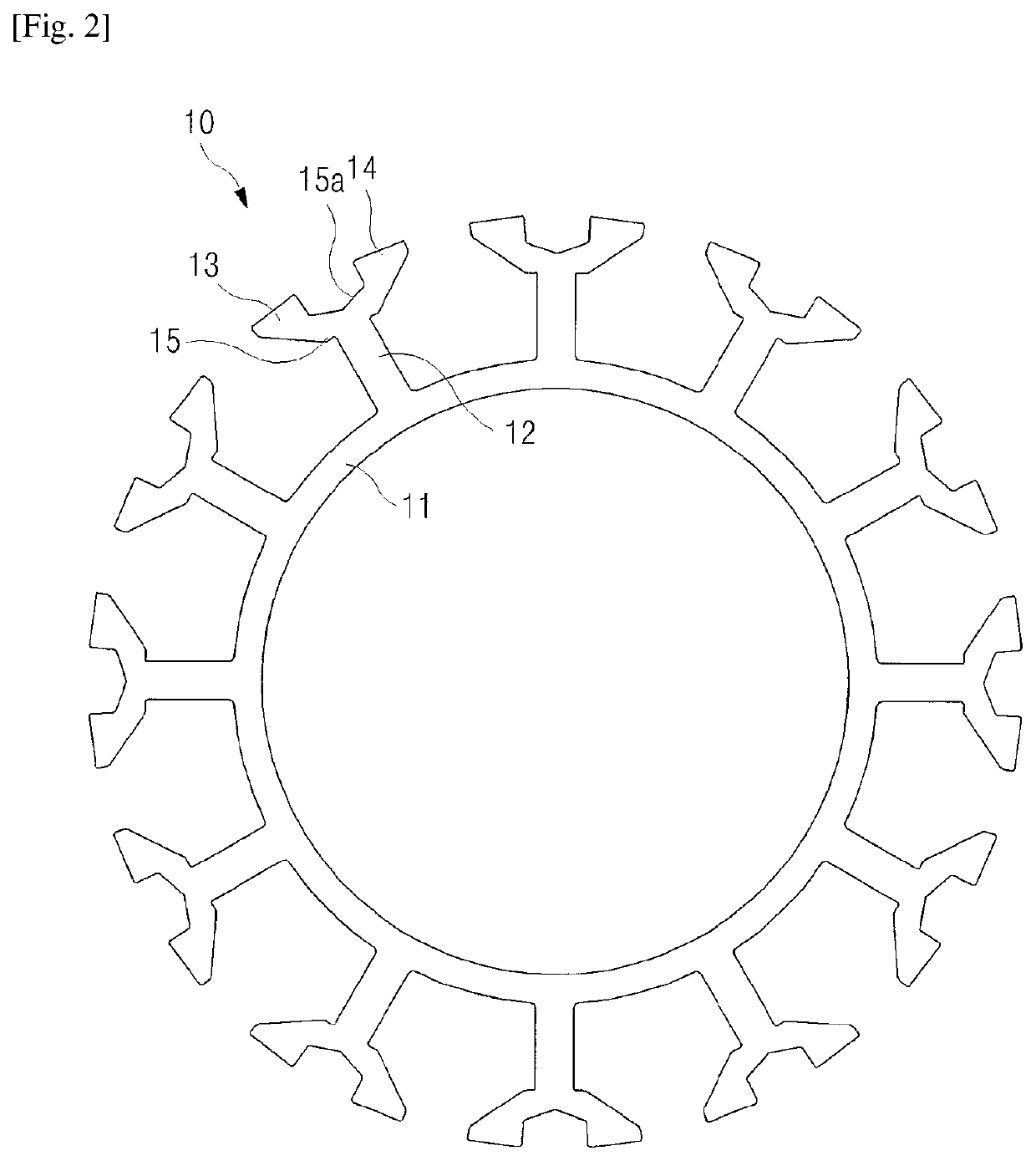 Motor having stator with coupled teeth