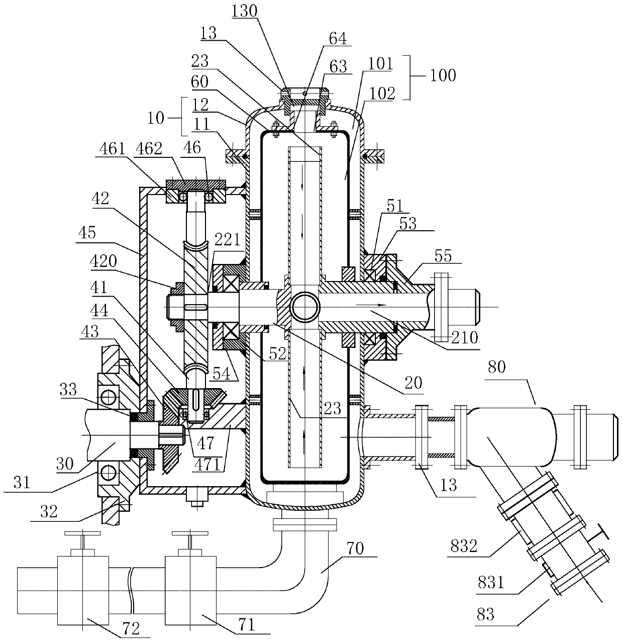 Dynamic intake gas-liquid conveying device