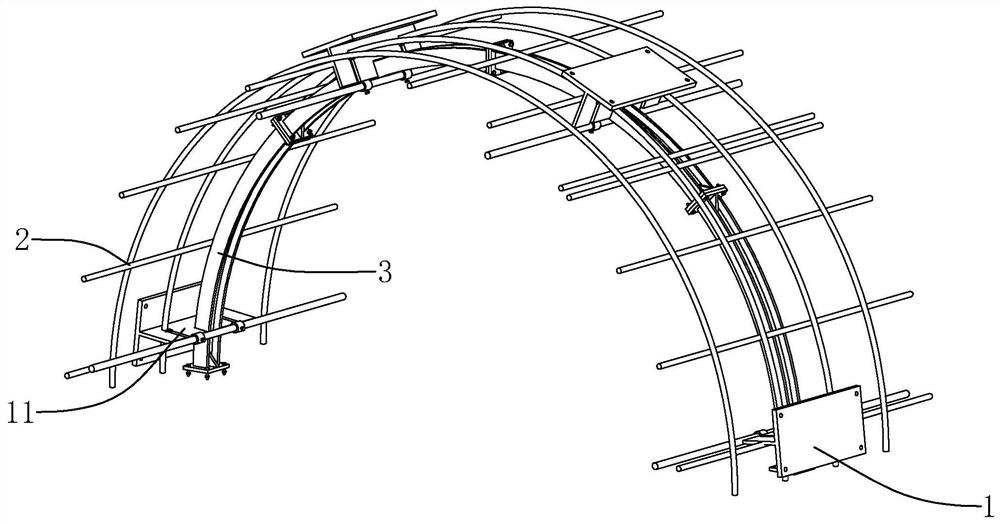 A tunnel steel frame support structure and construction method