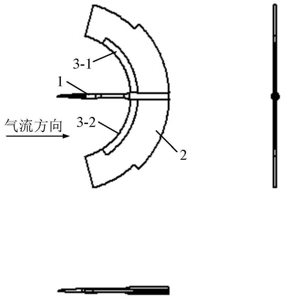 Wind tunnel test section model support structure with front edge bionic noise reduction structure