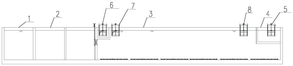 A2/O biochemical pool structure suitable for sewage treatment plant and capable of being overhauled without cutting off water