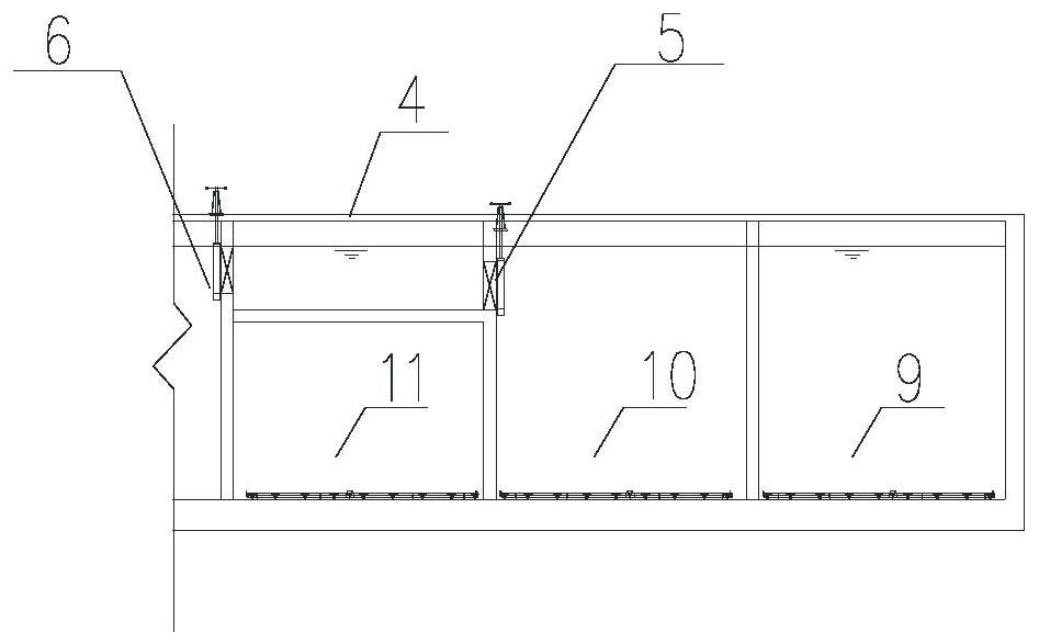 A2/O biochemical pool structure suitable for sewage treatment plant and capable of being overhauled without cutting off water