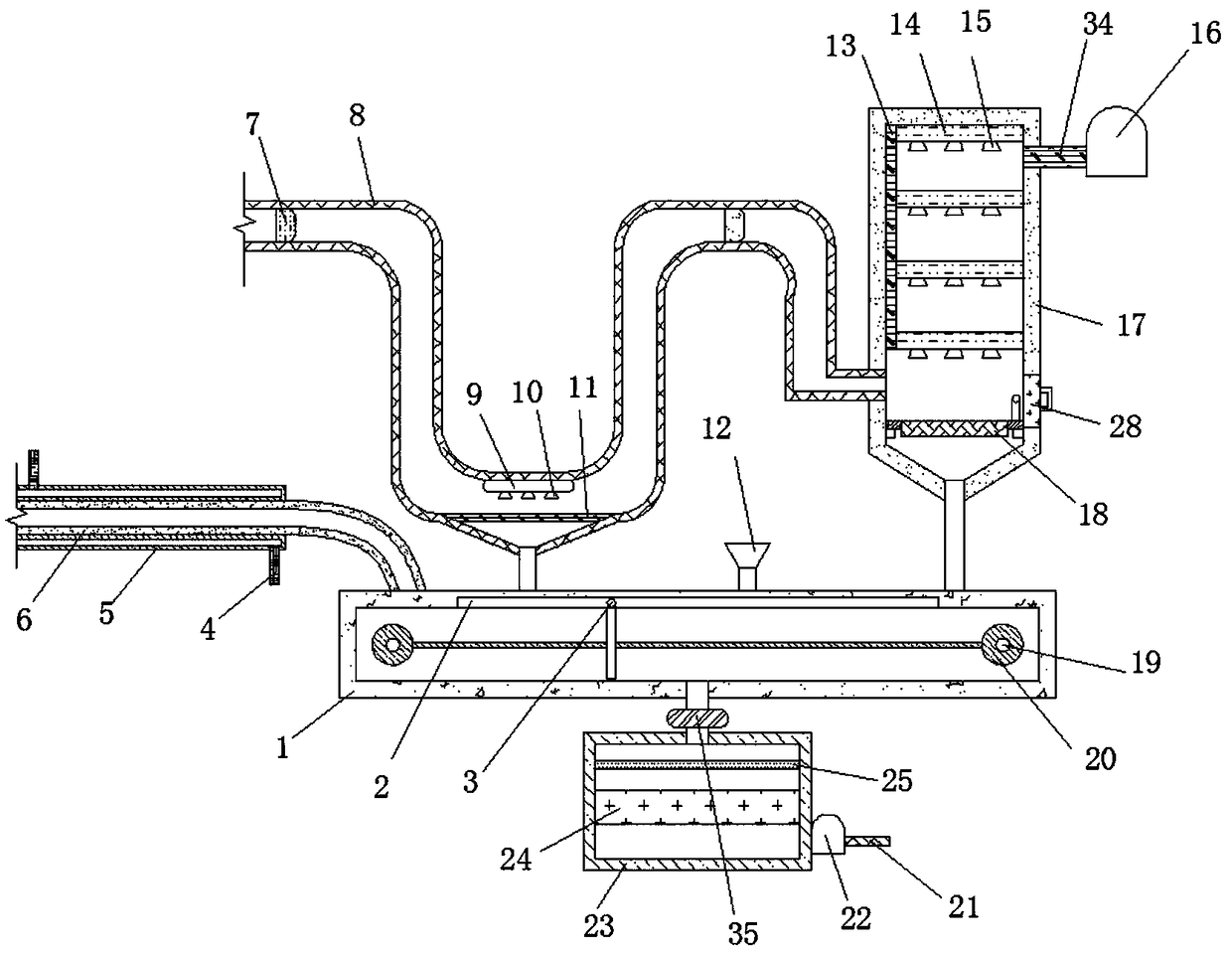 Waste water collection and recycling device for industrial metallurgy