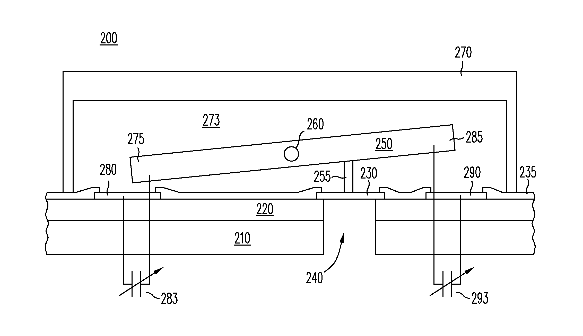 Pressure sensor with differential capacitive output