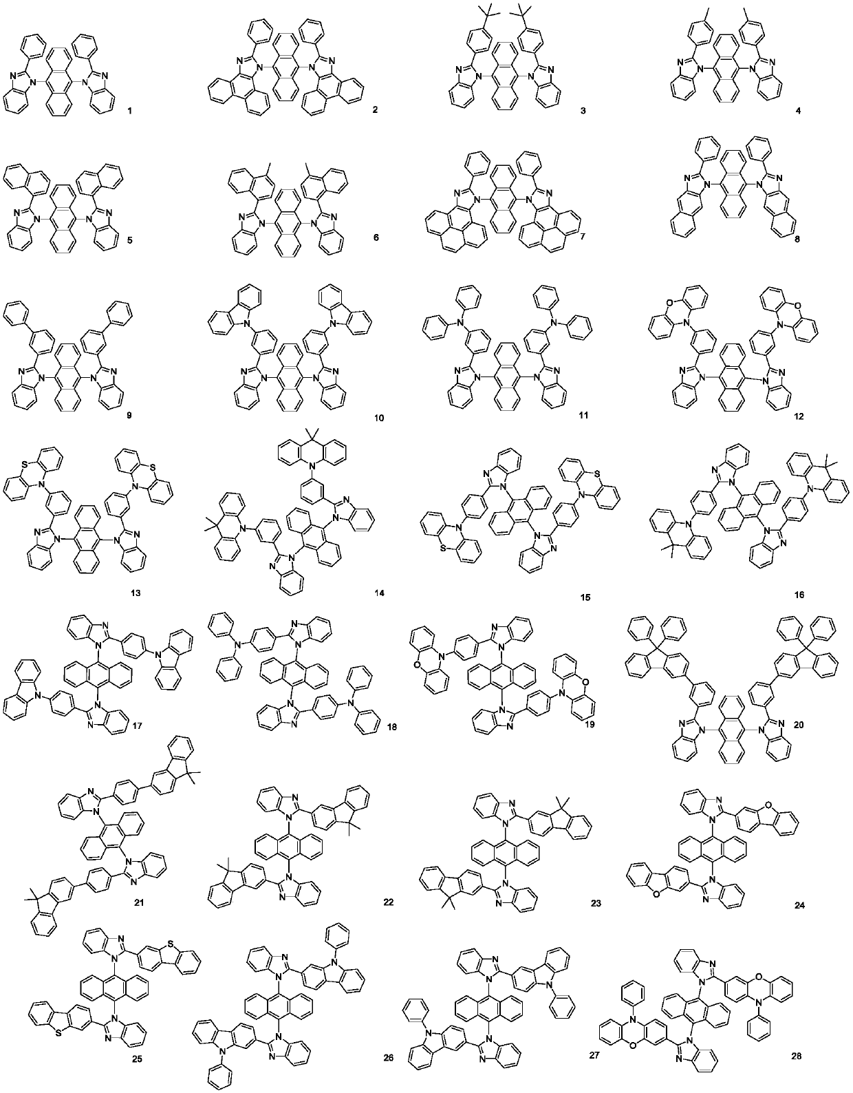 Organic light-emitting material and device containing anthracene and benzimidazole structure